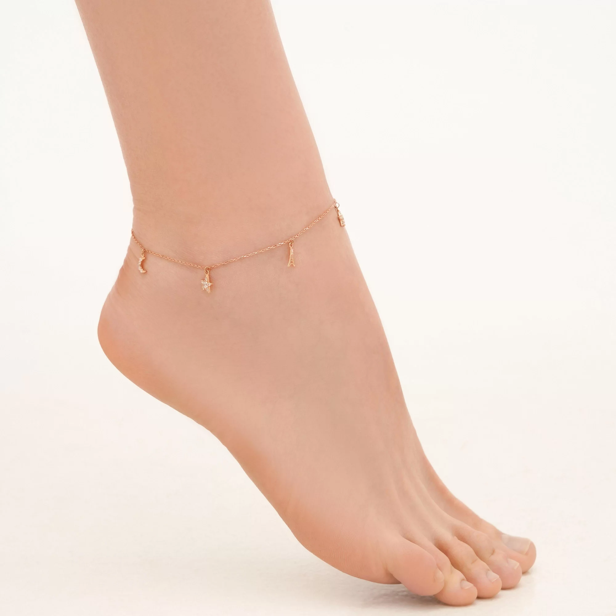 Браслет на ногу з червоного золота з підвісами - 1737825 – зображення 2