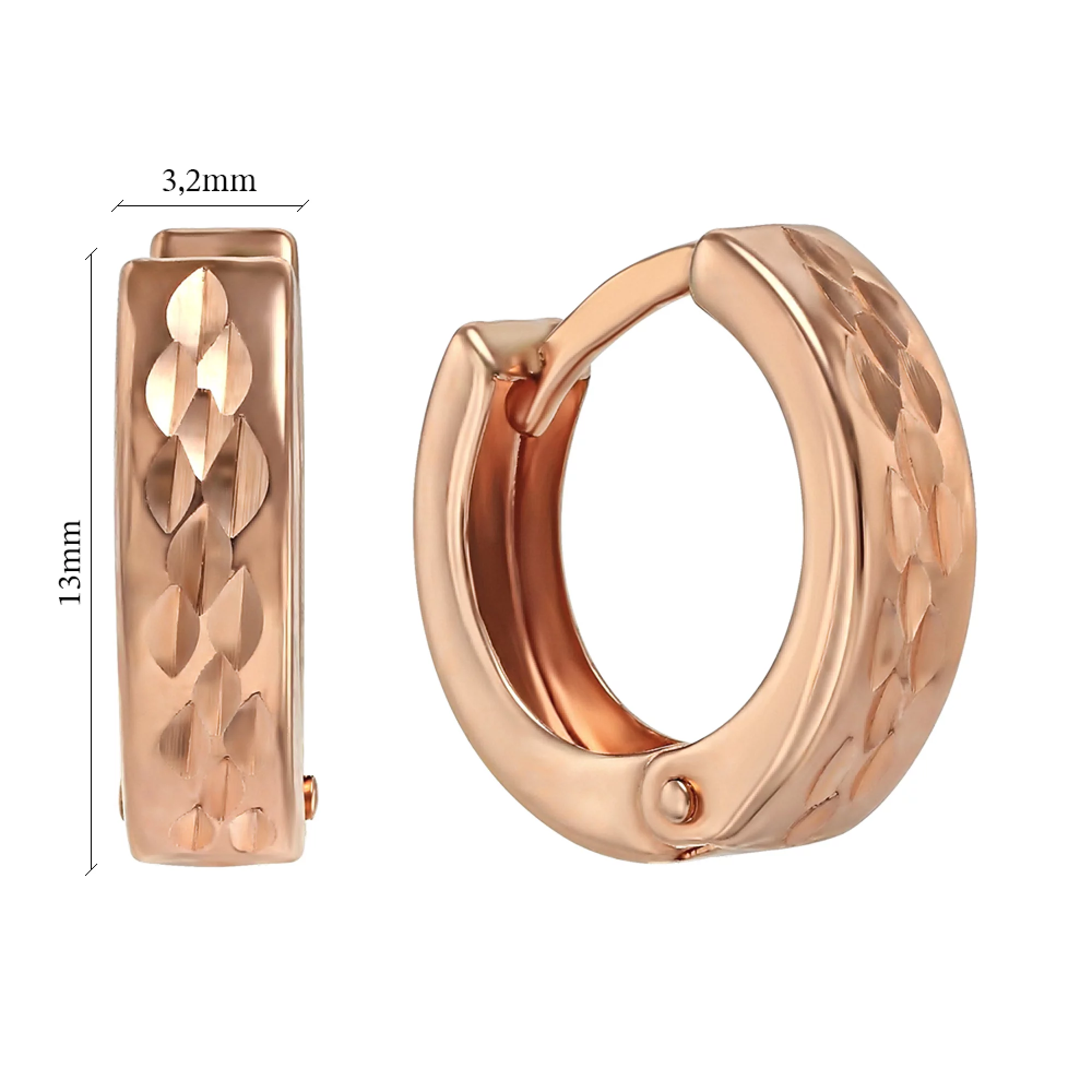 Серьги-кольца золотые с алмазной гранью - 1443527 – изображение 2