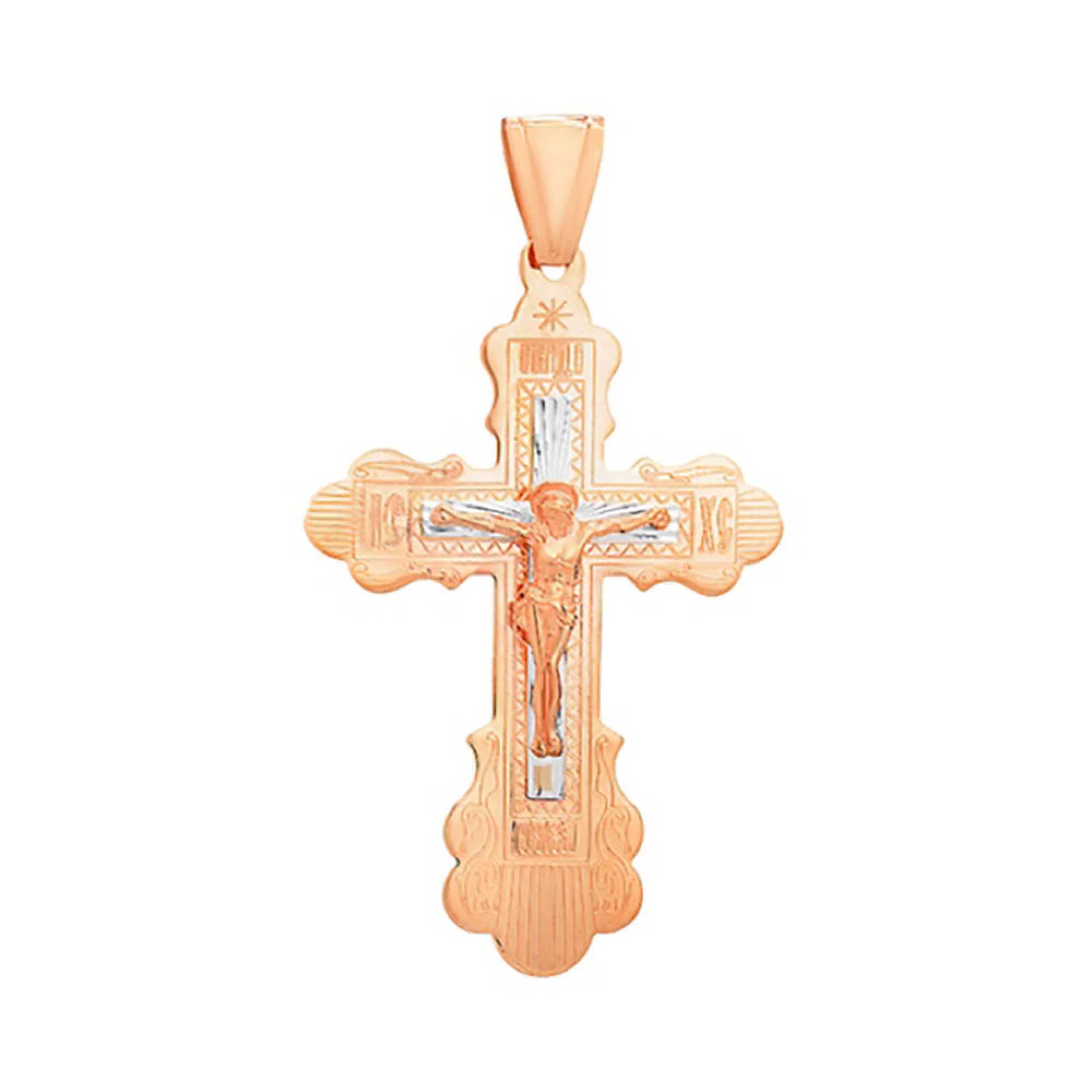 Крестик из комбинированого золота - 964560 – изображение 1