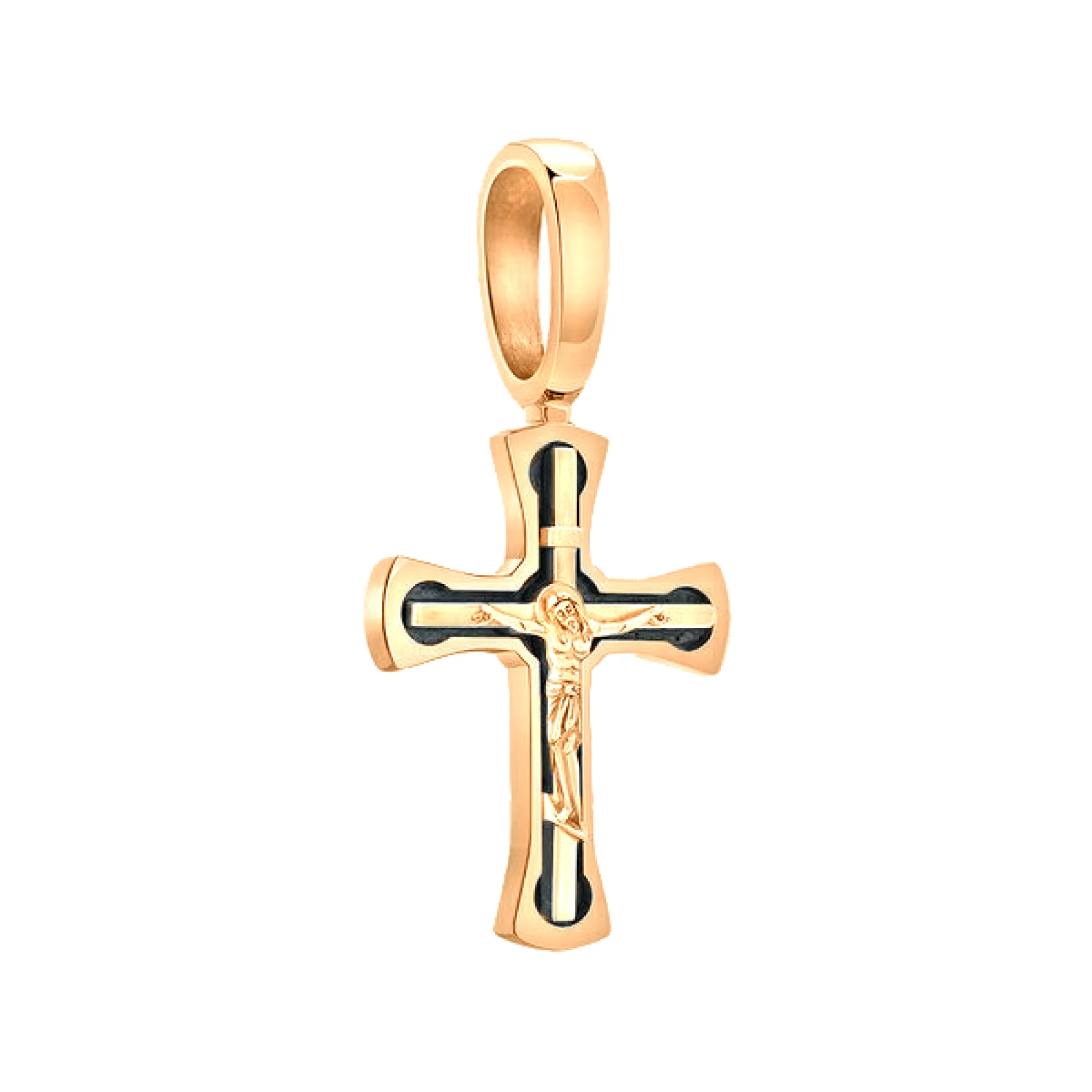 Крестик из красного золота с чернением - 375531 – изображение 2