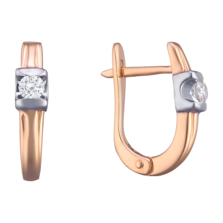 Золоті сережки з діамантом. Артикул 2191363201: ціна, відгуки, фото – купити в інтернет-магазині AURUM