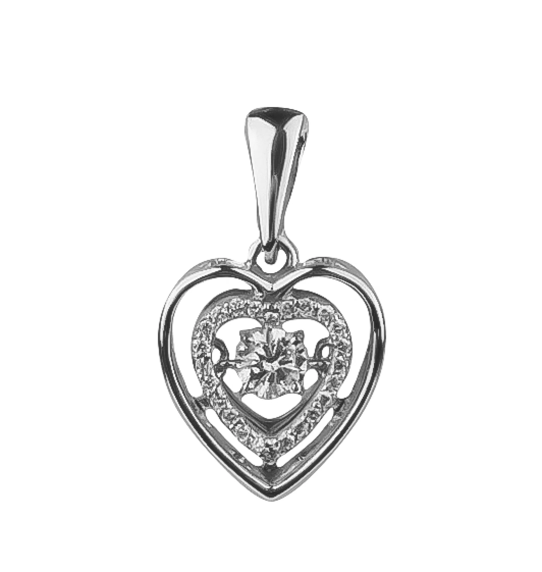 Золотой подвес с бриллиантами "Сердце" - 421369 – изображение 1