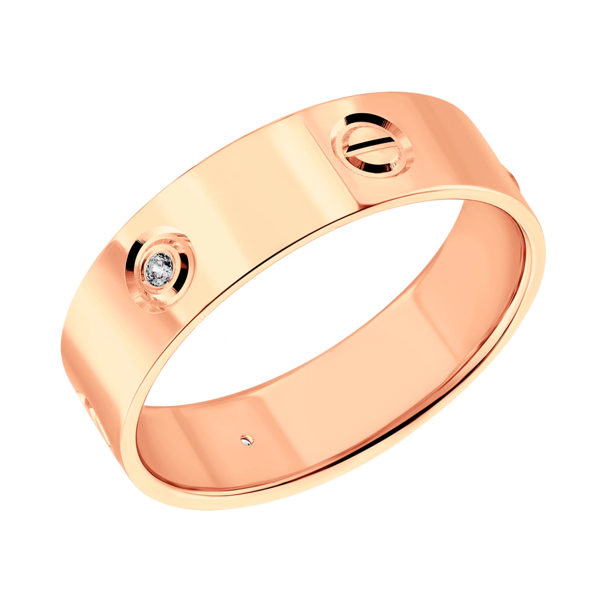 Кольцо из красного золота с фианитом "Love" - 1095008 – изображение 1