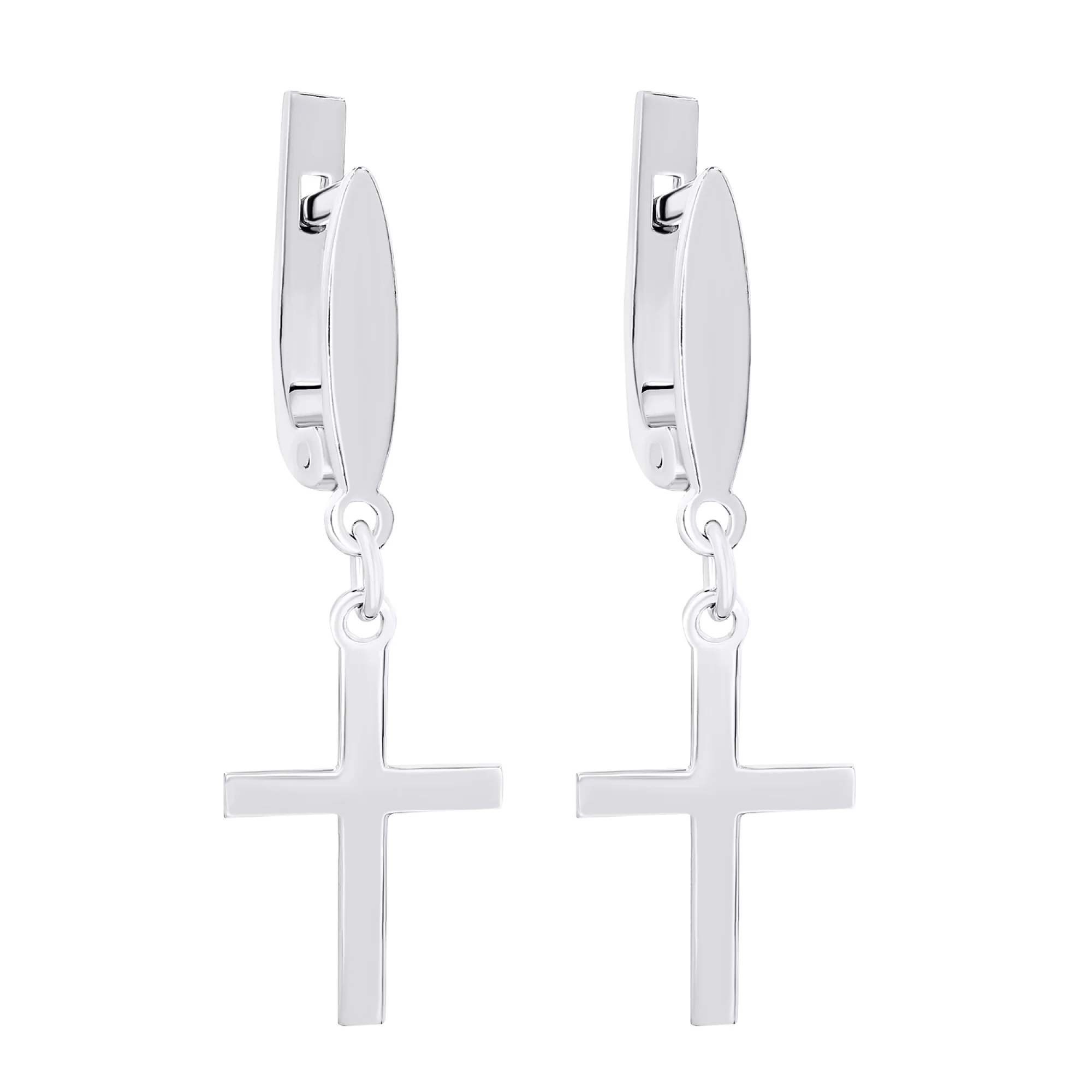 Срібні сережки з підвісками "Хрестики" - 1535125 – зображення 1
