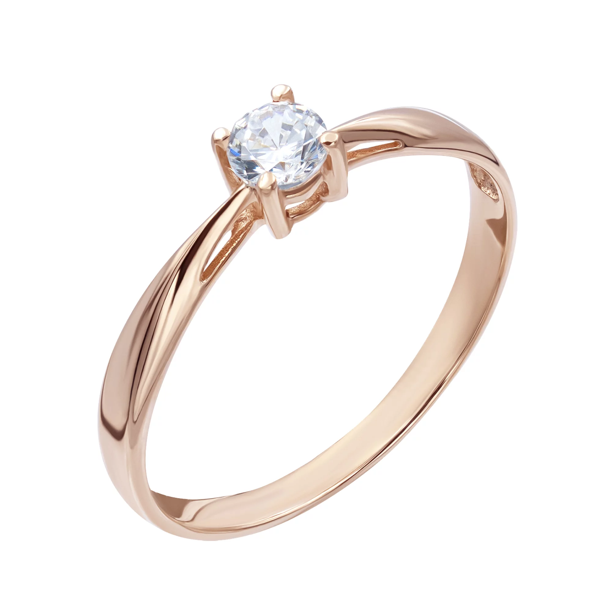 Золотое кольцо с фианитом - 521479 – изображение 1