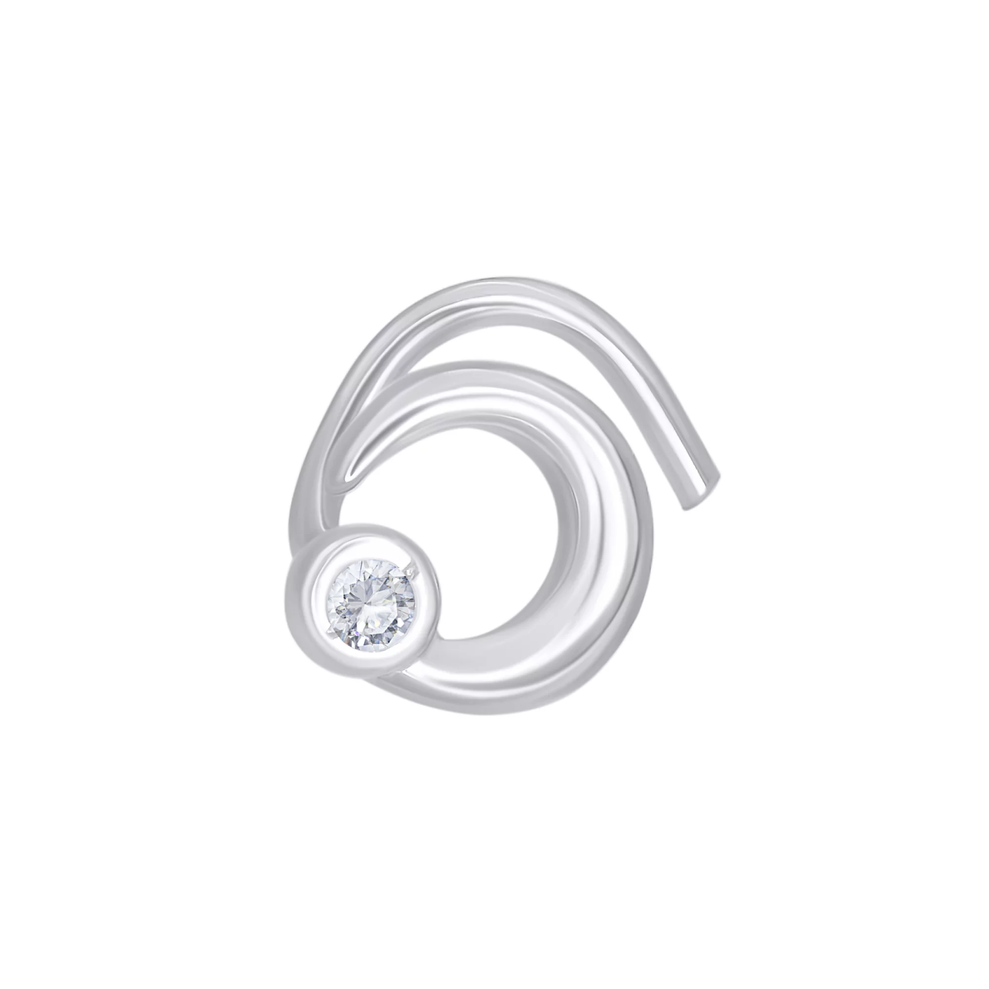 Пирсинг в нос серебряный с фианитом - 973143 – изображение 1