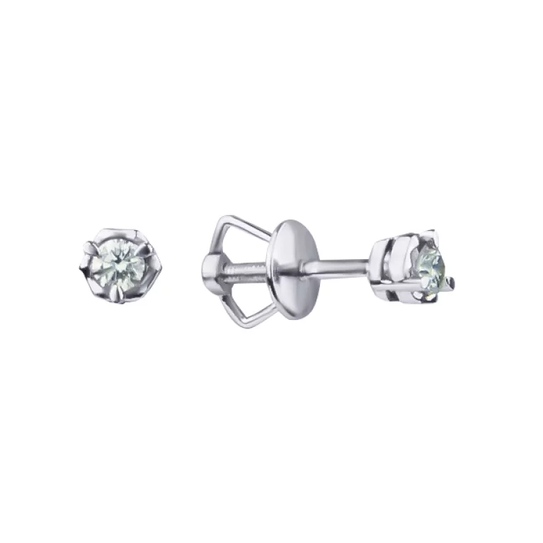 Золоті сережки-гвоздики з діамантом. Артикул С2638б: ціна, відгуки, фото – купити в інтернет-магазині AURUM