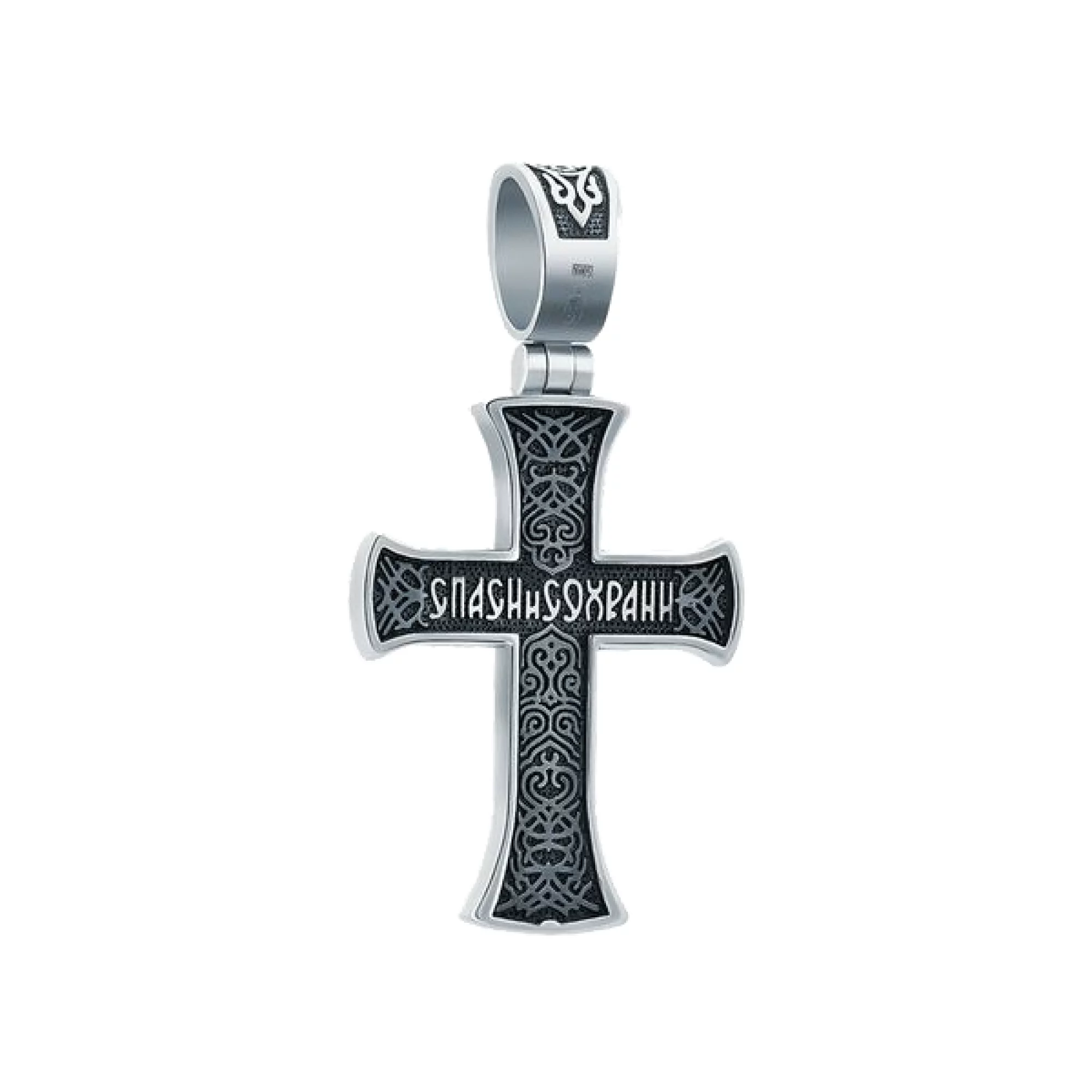 Хрестик срібний з чорнінням - 443557 – зображення 2