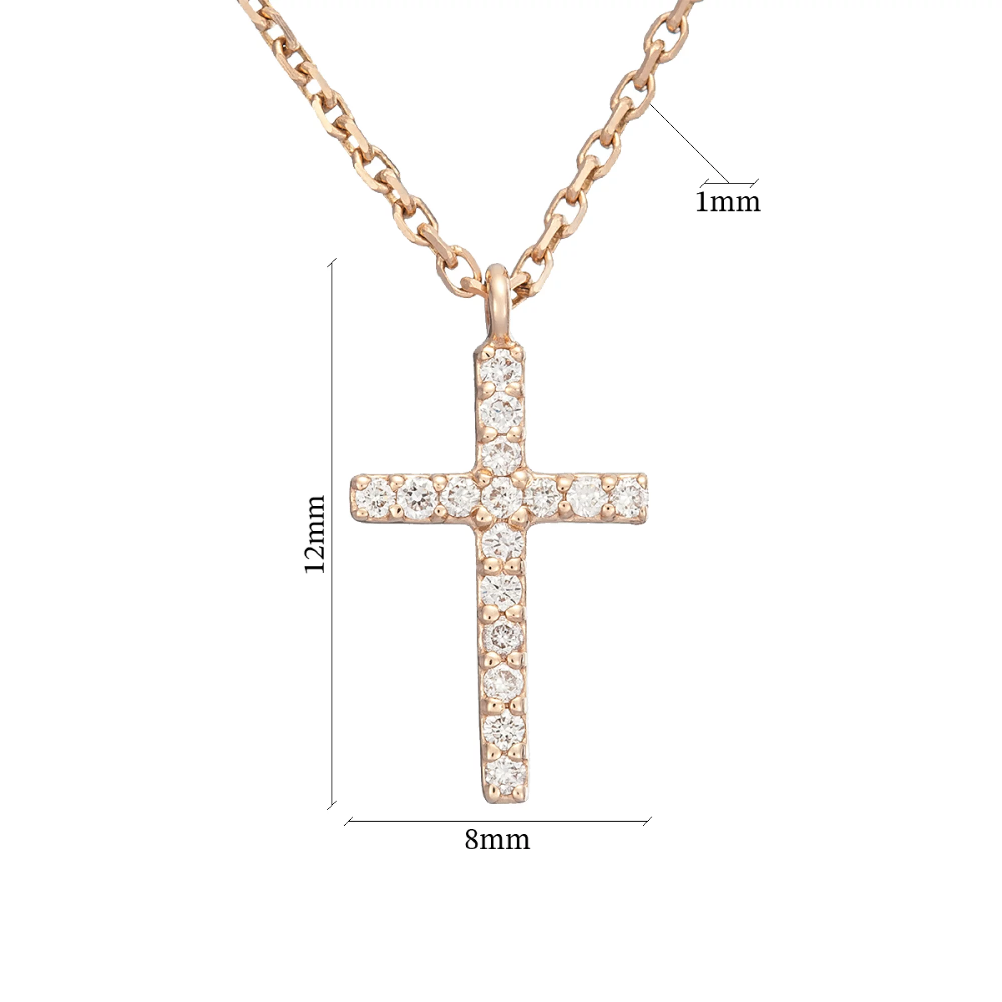Золотий ланцюжок із хрестиком з діамантами якірне плетіння - 457736 – зображення 2