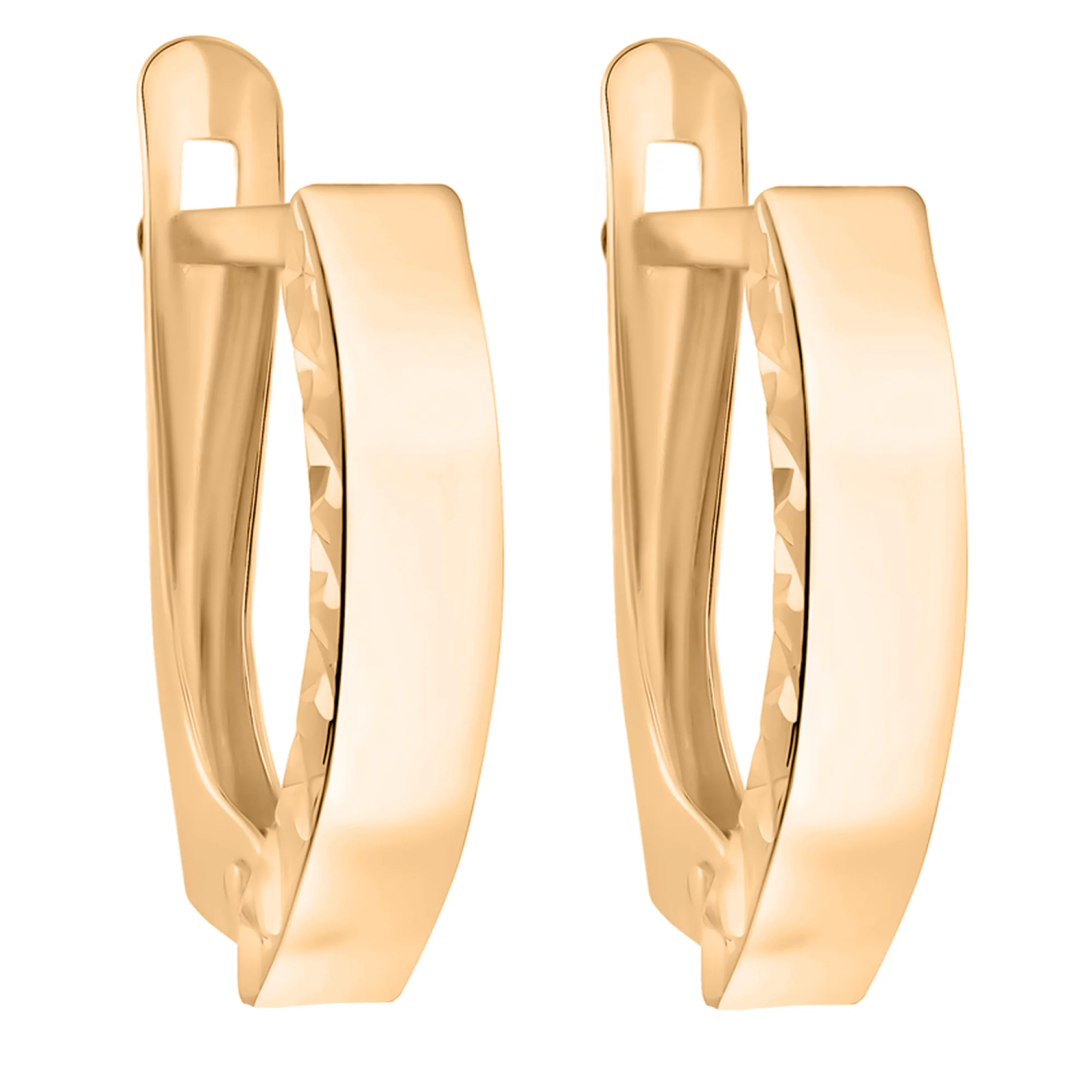Золотые серьги с алмазной гранью - 1694435 – изображение 1