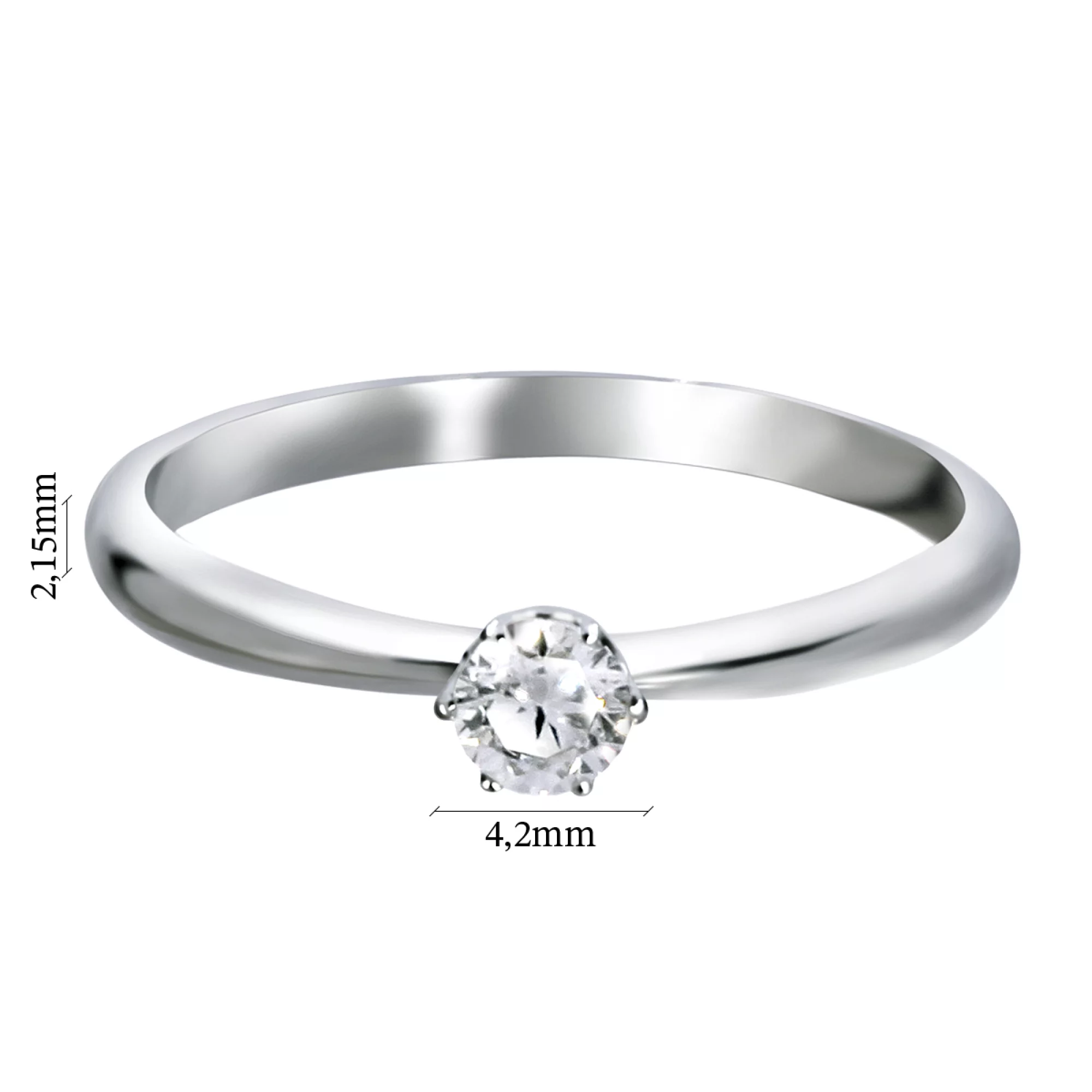 Каблучка для заручин з білого золота з діамантом - 970685 – зображення 3
