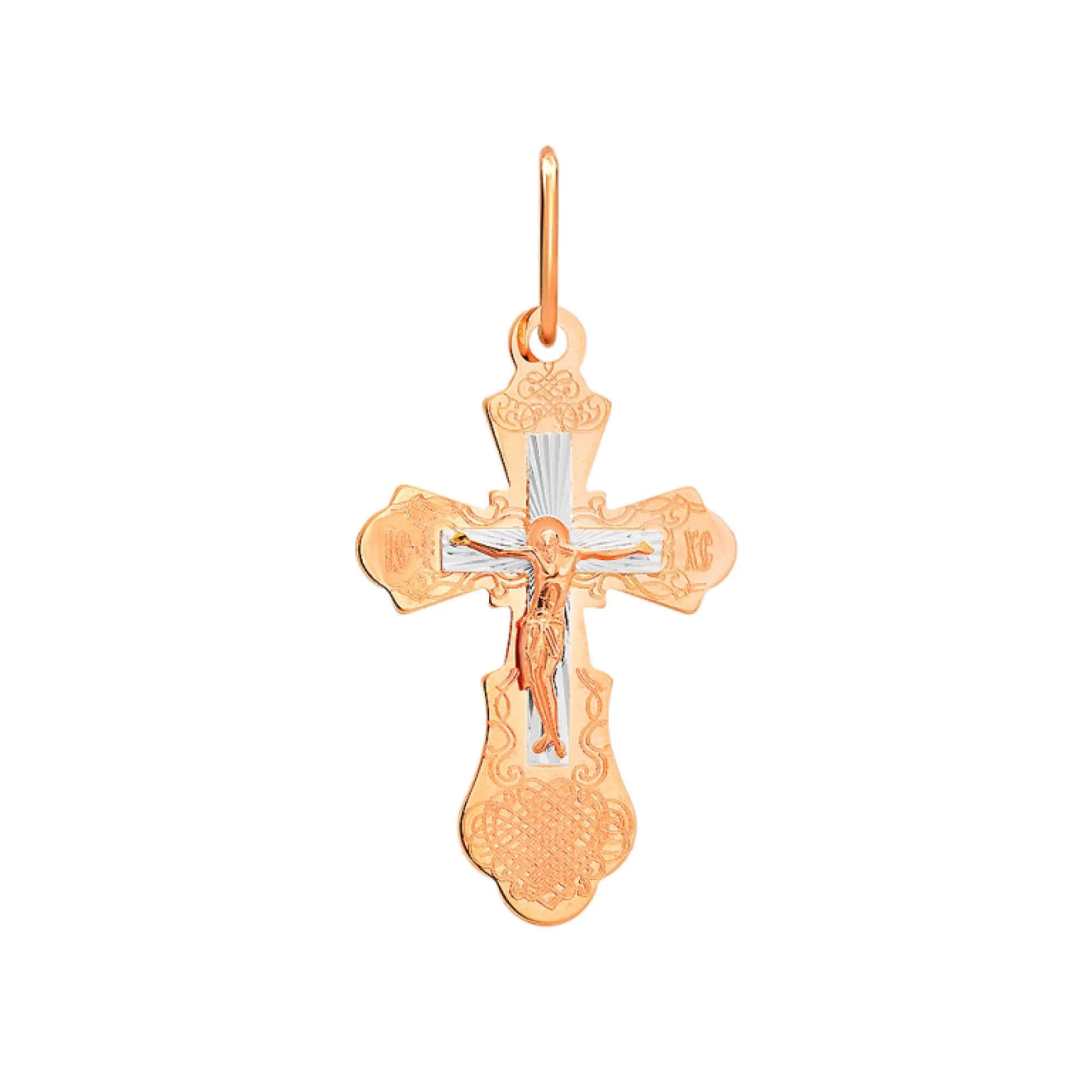 Крестик из комбинированого золота - 972545 – изображение 1