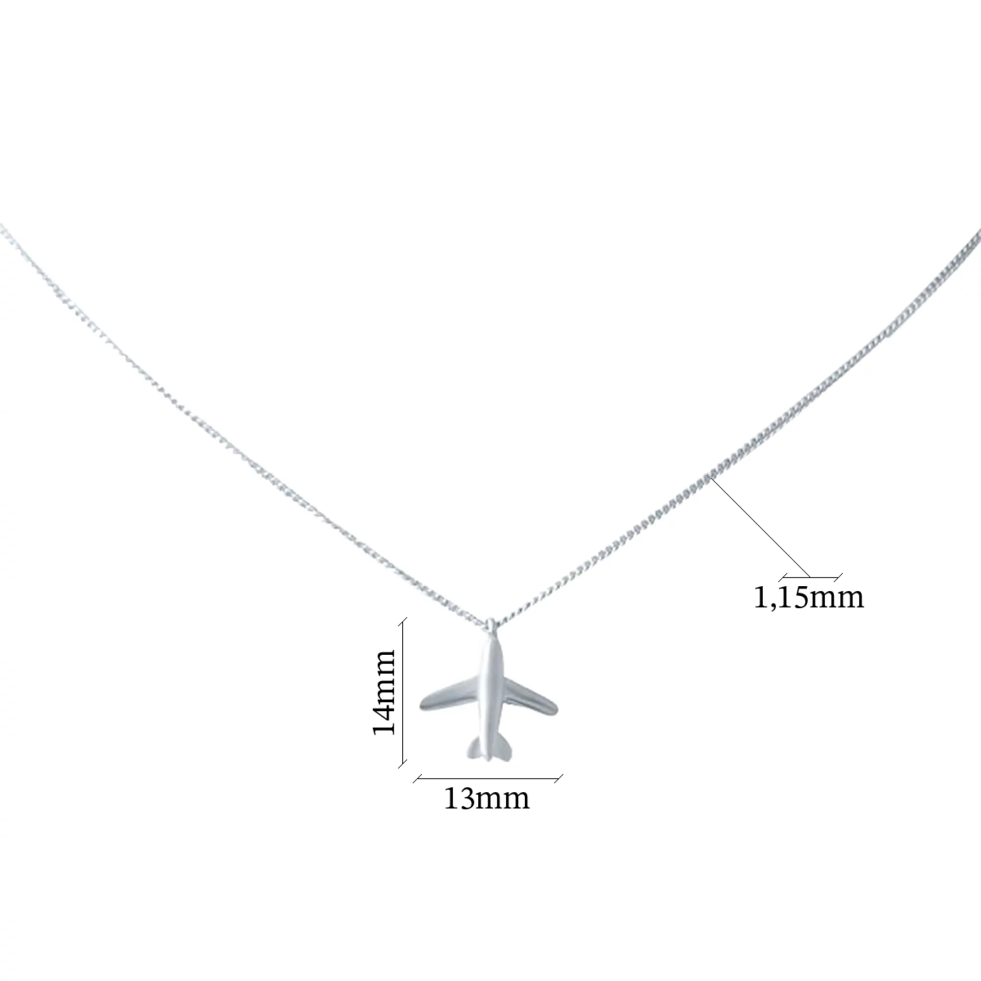 Ланцюжок із підвіскою зі срібла "Літак" з плетінням панцир - 961312 – зображення 2