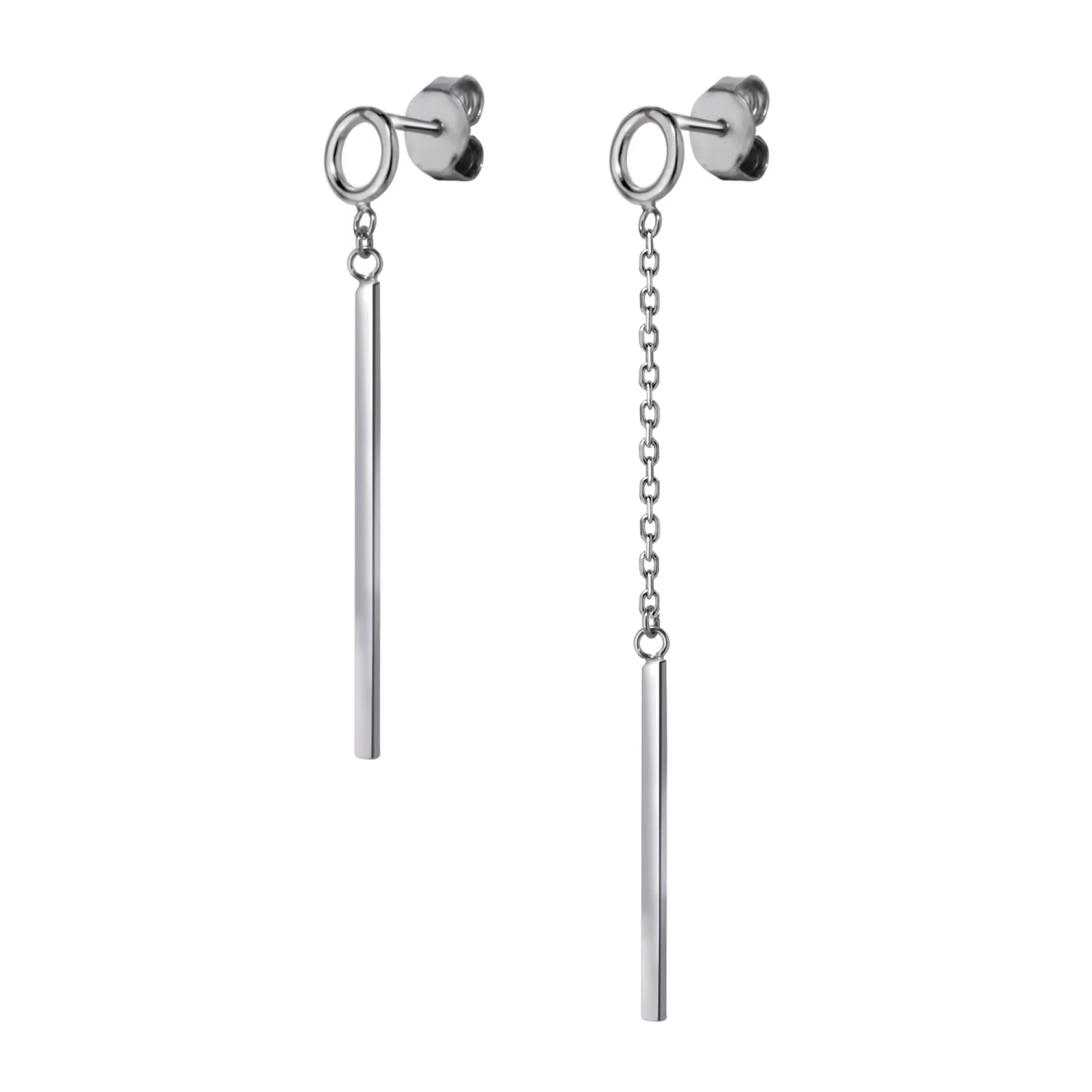 Сережки-гвоздики срібні з підвісками - 960671 – зображення 1