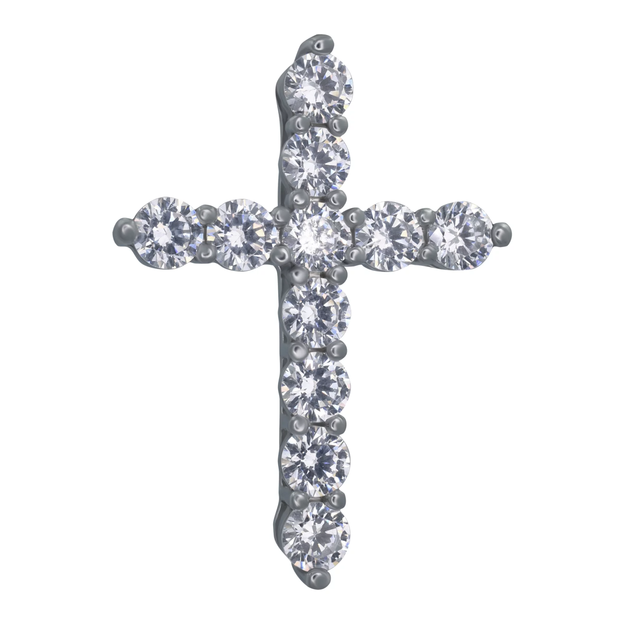 Хрестик срібний з фіанітами - 907485 – зображення 1