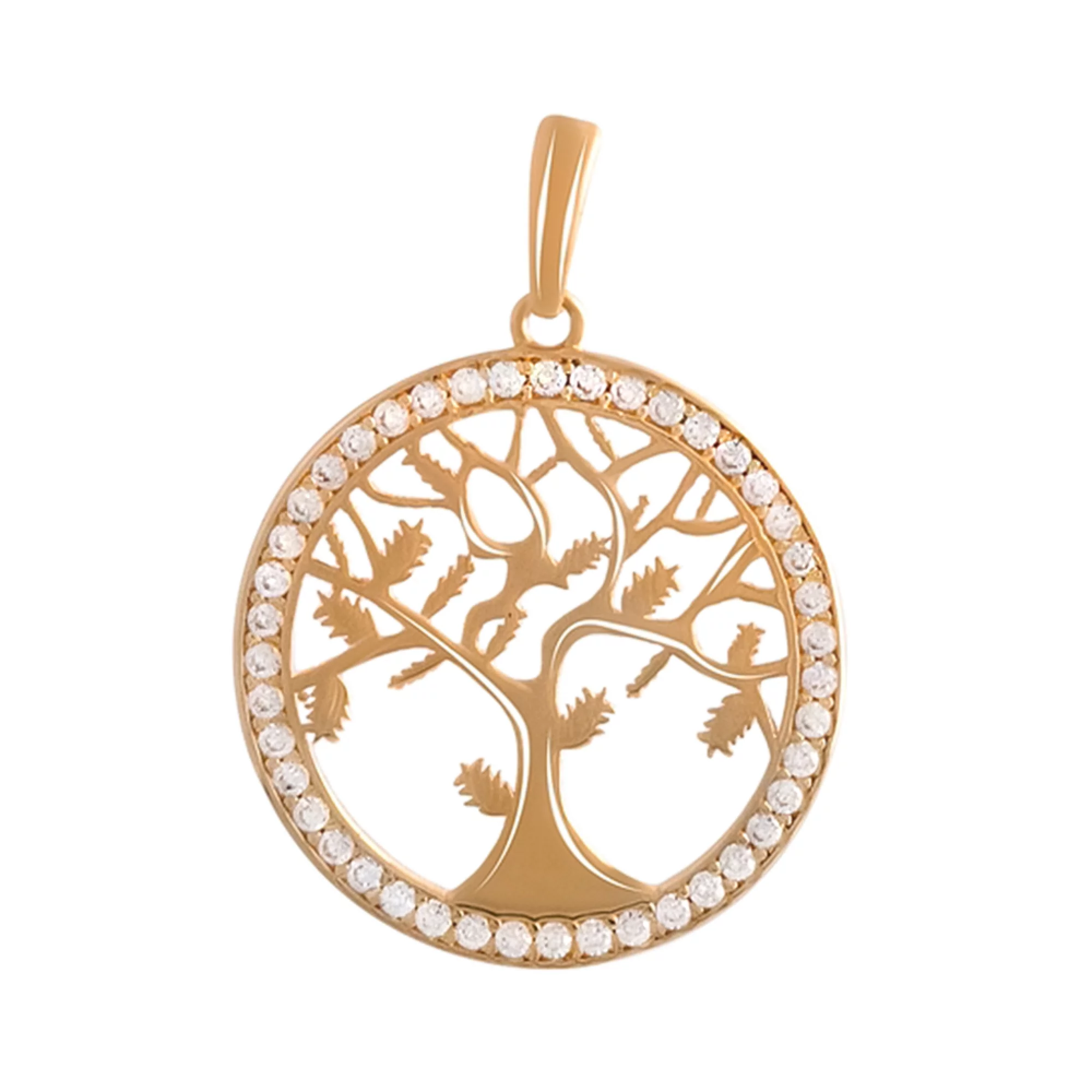 Подвеска "Дерево" из красного золота с фианитом - 1476777 – изображение 1