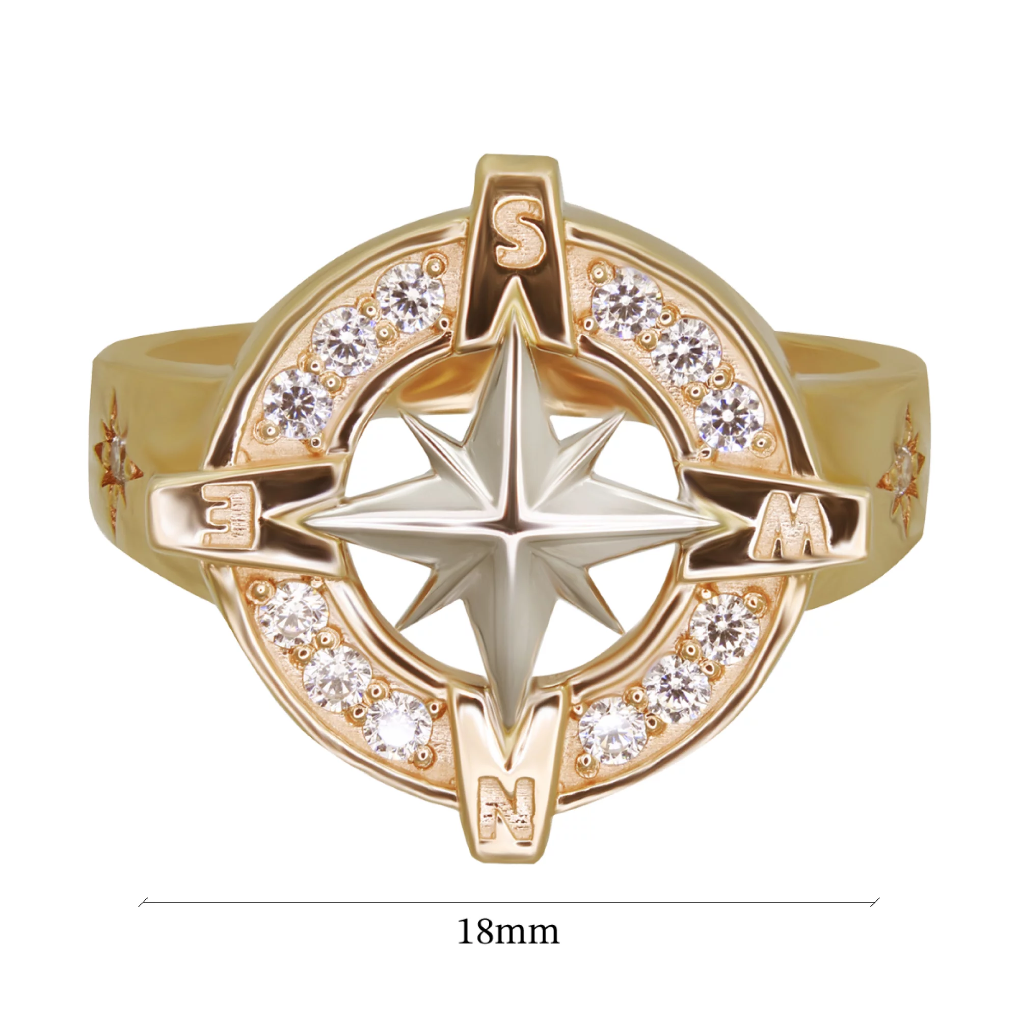 Перстень из красного золота с фианитом Компас - 1421887 – изображение 3
