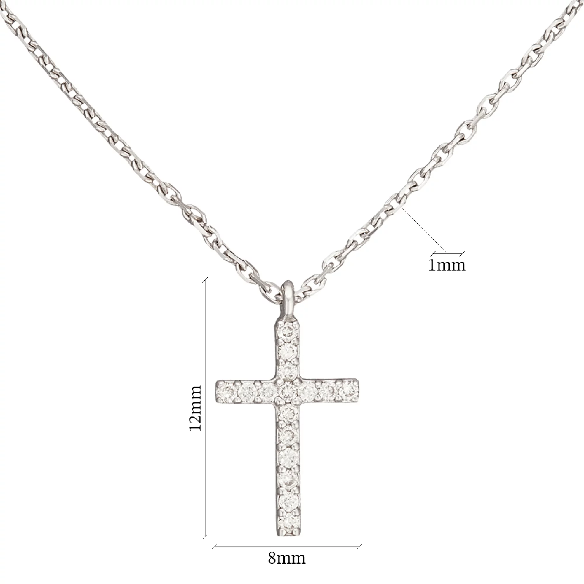 Золотий ланцюжок із хрестиком з діамантами якірне плетіння - 457737 – зображення 2