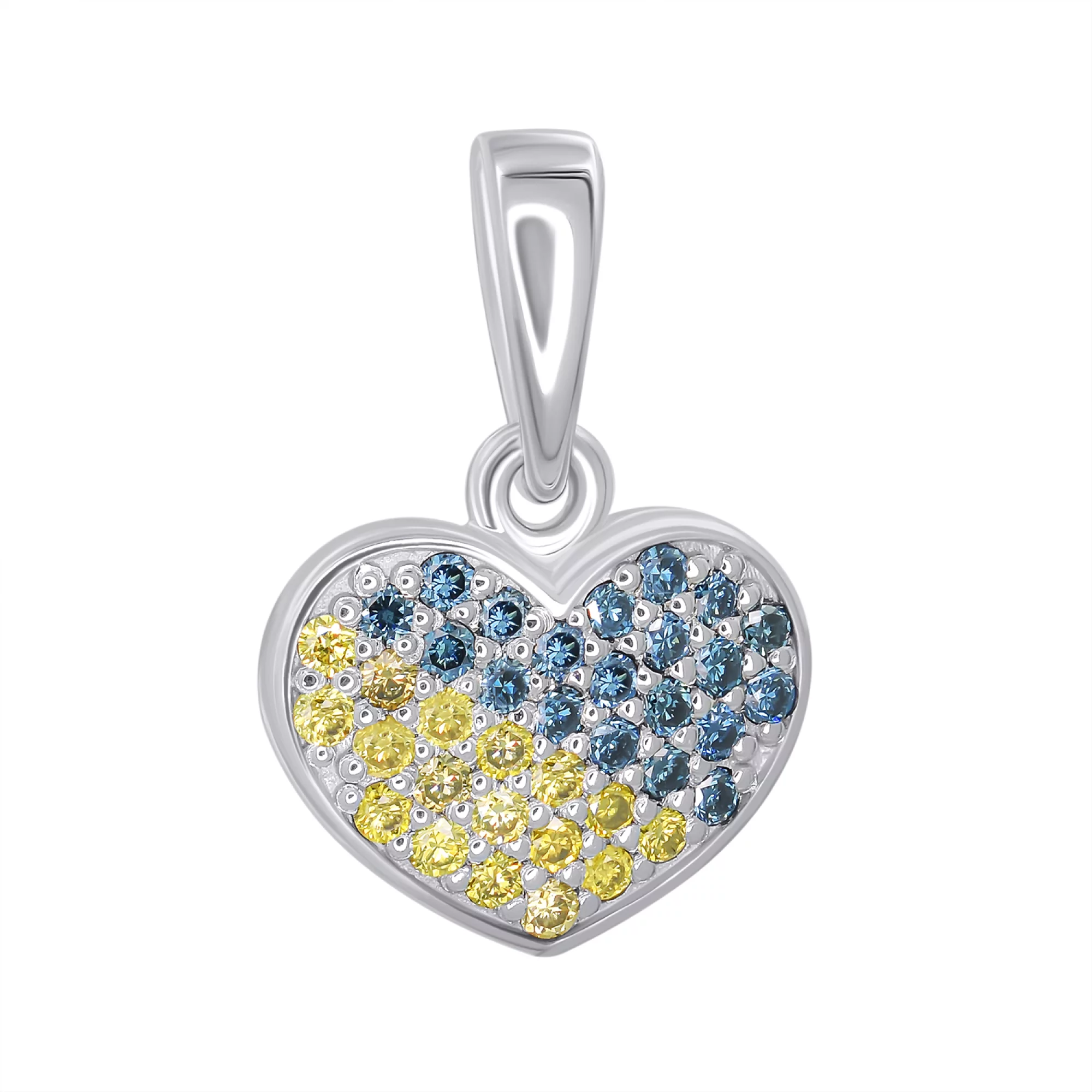 Подвеска из белого золота с бриллиантами "Сердце Украины" - 1306459 – изображение 1