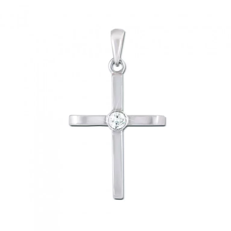 Хрестик з білого золота з діамантами. Артикул 51924/2,75б: ціна, відгуки, фото – купити в інтернет-магазині AURUM