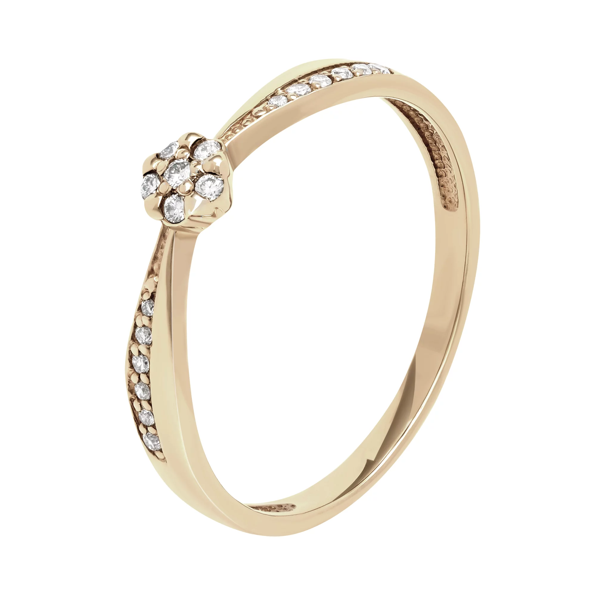 Кольцо в красном золоте с дорожкой бриллиантов - 1731831 – изображение 1