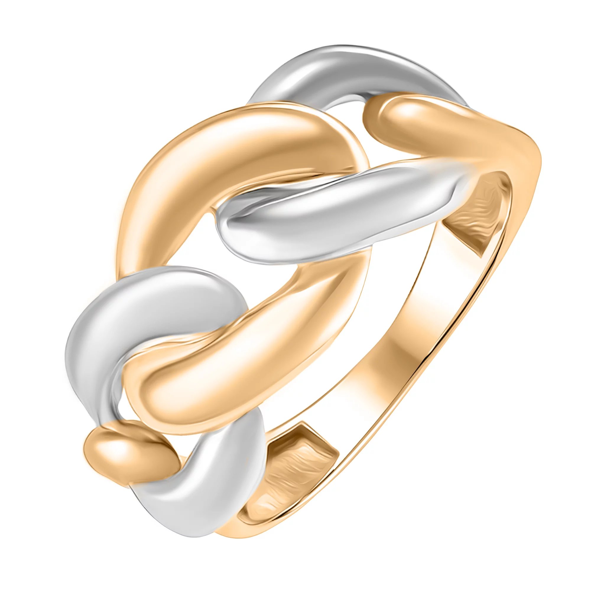 Кольцо из комбинированного золота "Цепь" - 947196 – изображение 1