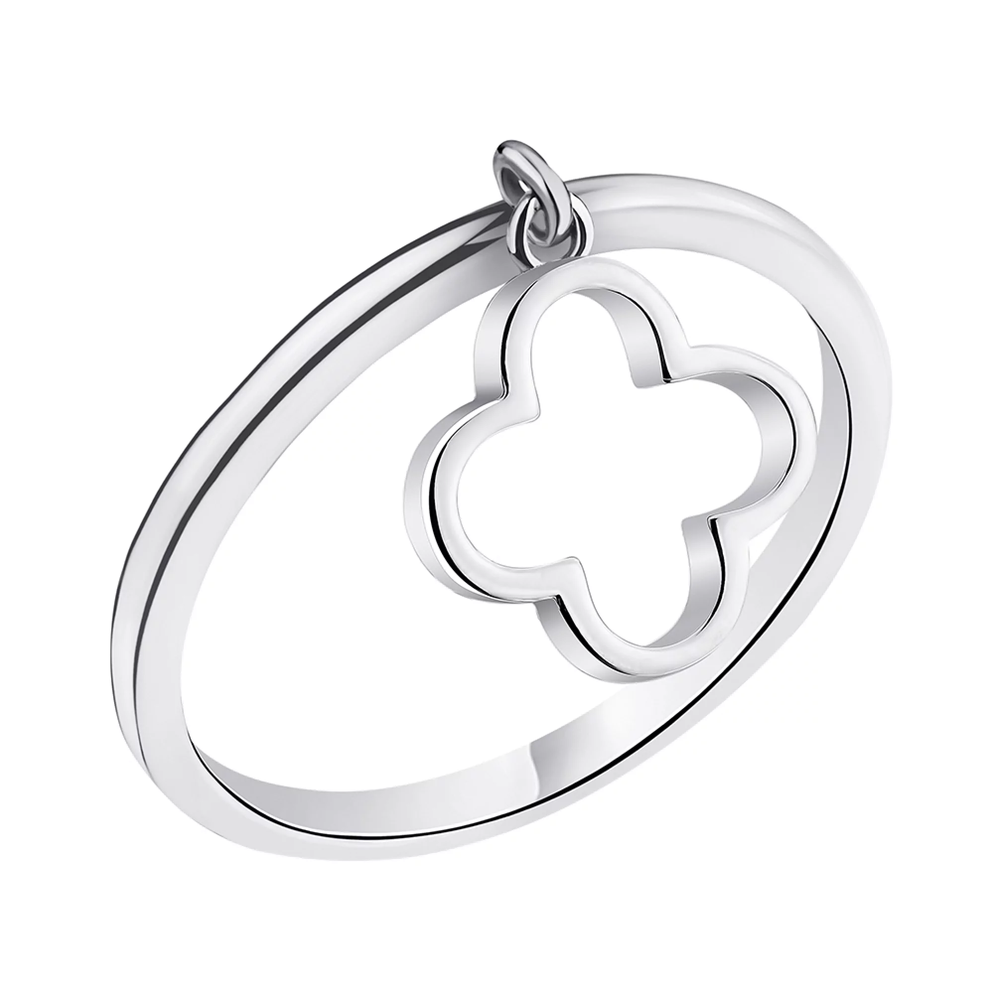 Серебряное кольцо с подвеской "Клевер"  - 1279481 – изображение 1