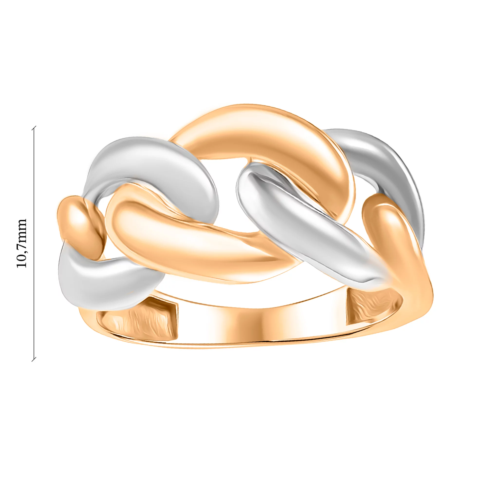 Кольцо из комбинированного золота "Цепь" - 947196 – изображение 2