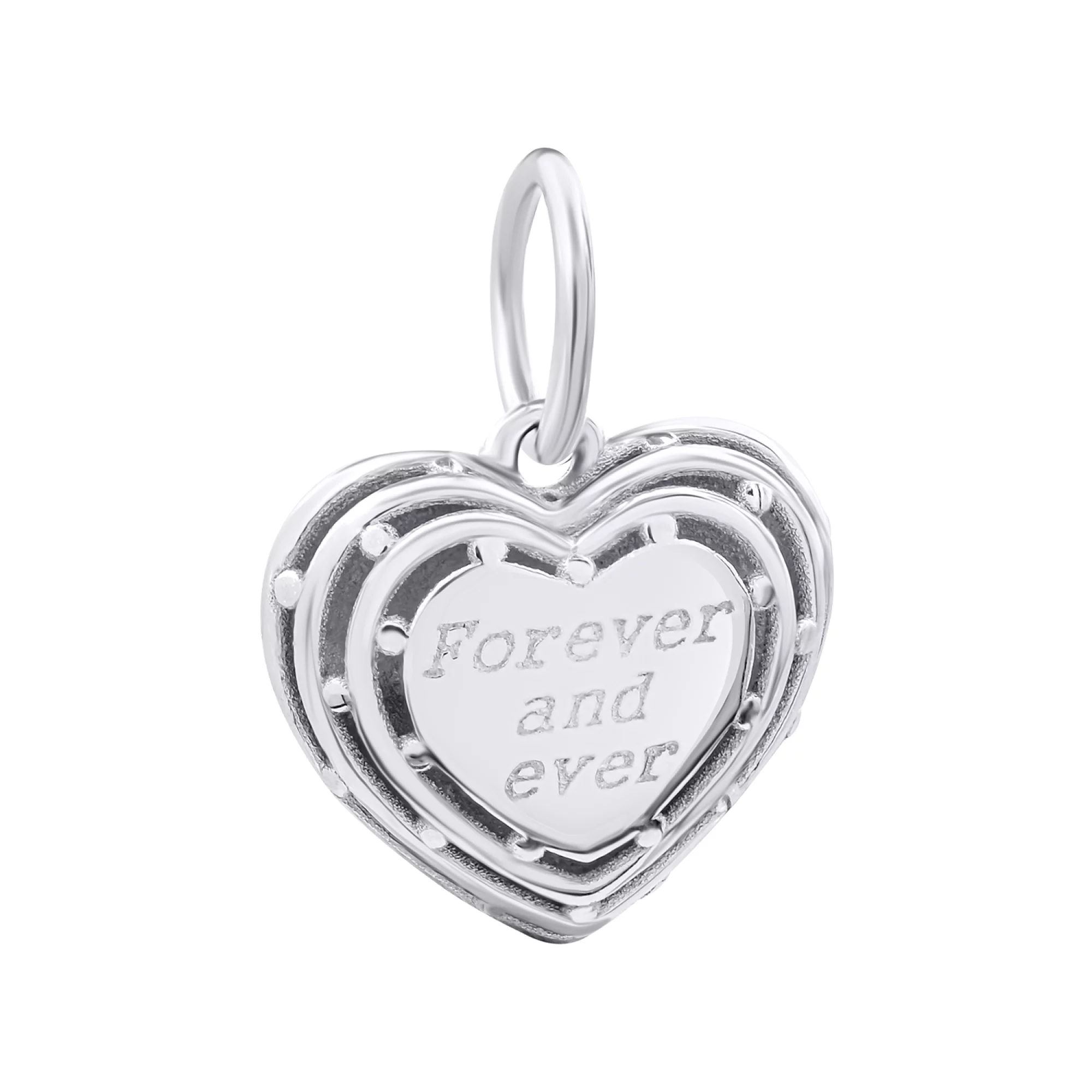 Підвіска срібна з платиновим покриттям "Серце" - 878657 – зображення 2