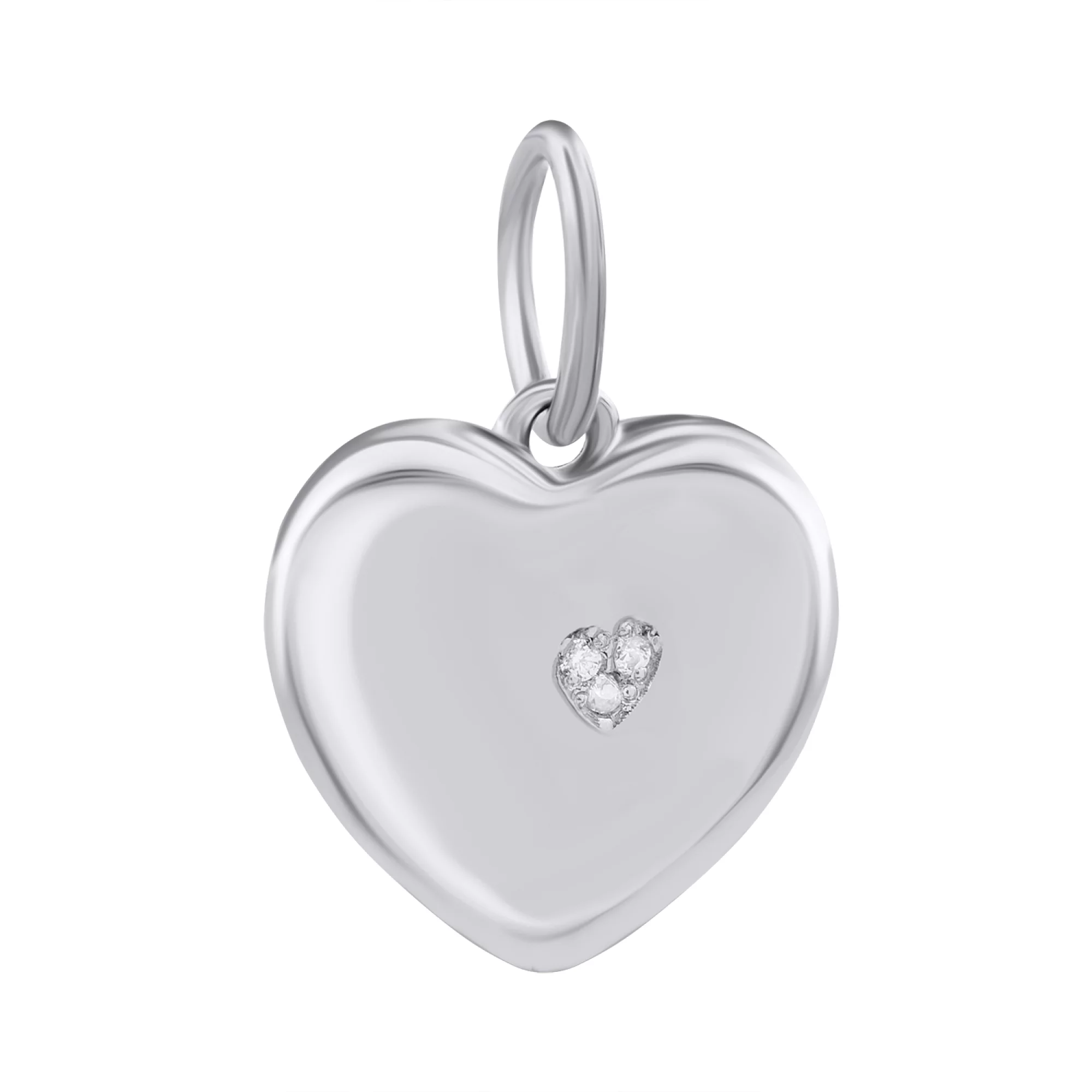 Подвеска серебряная с платиновым покрытием "Сердце" - 878657 – изображение 1