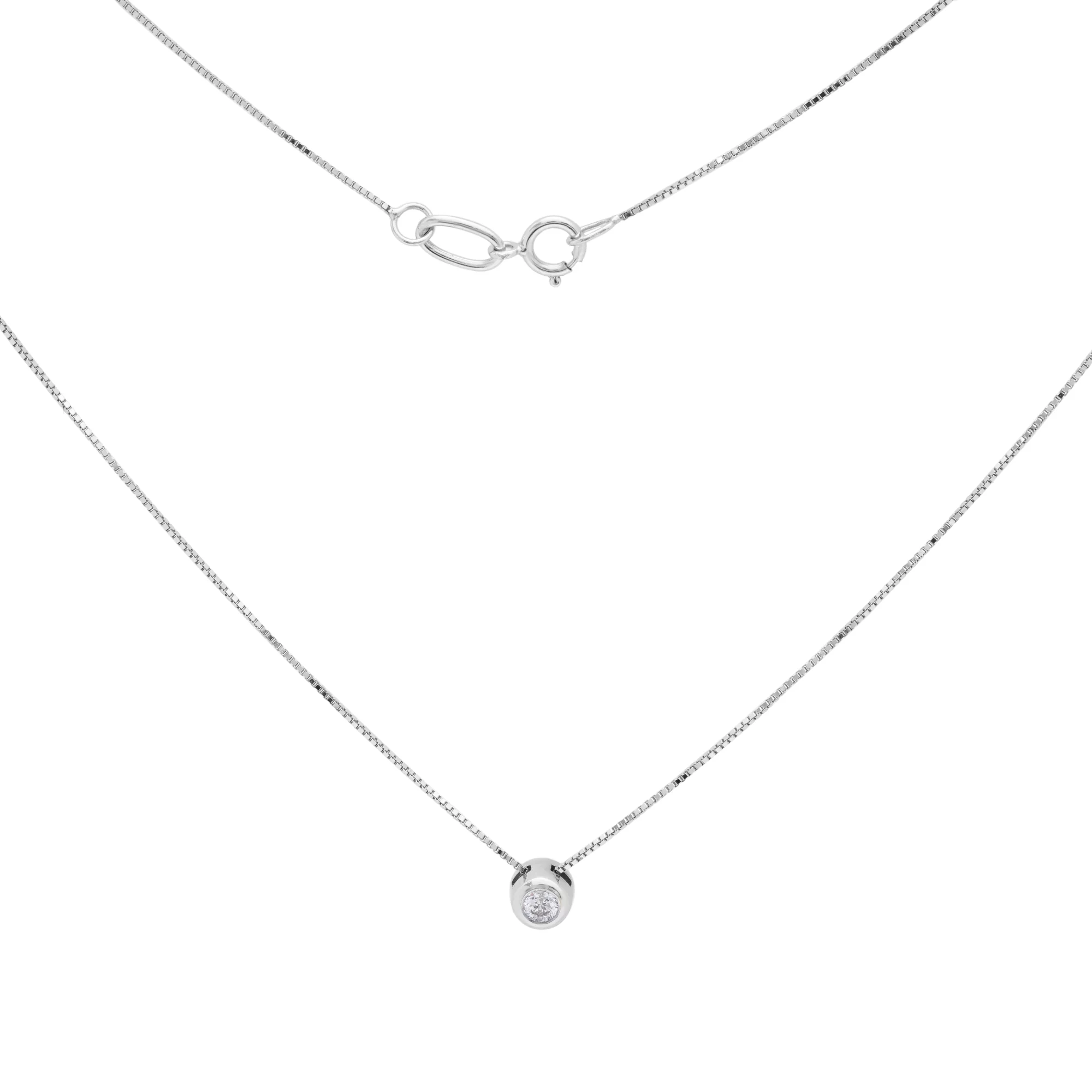 Мінімалістичний ланцюжок з підвіскою з діамантом з білого золота - 1644643 – зображення 4