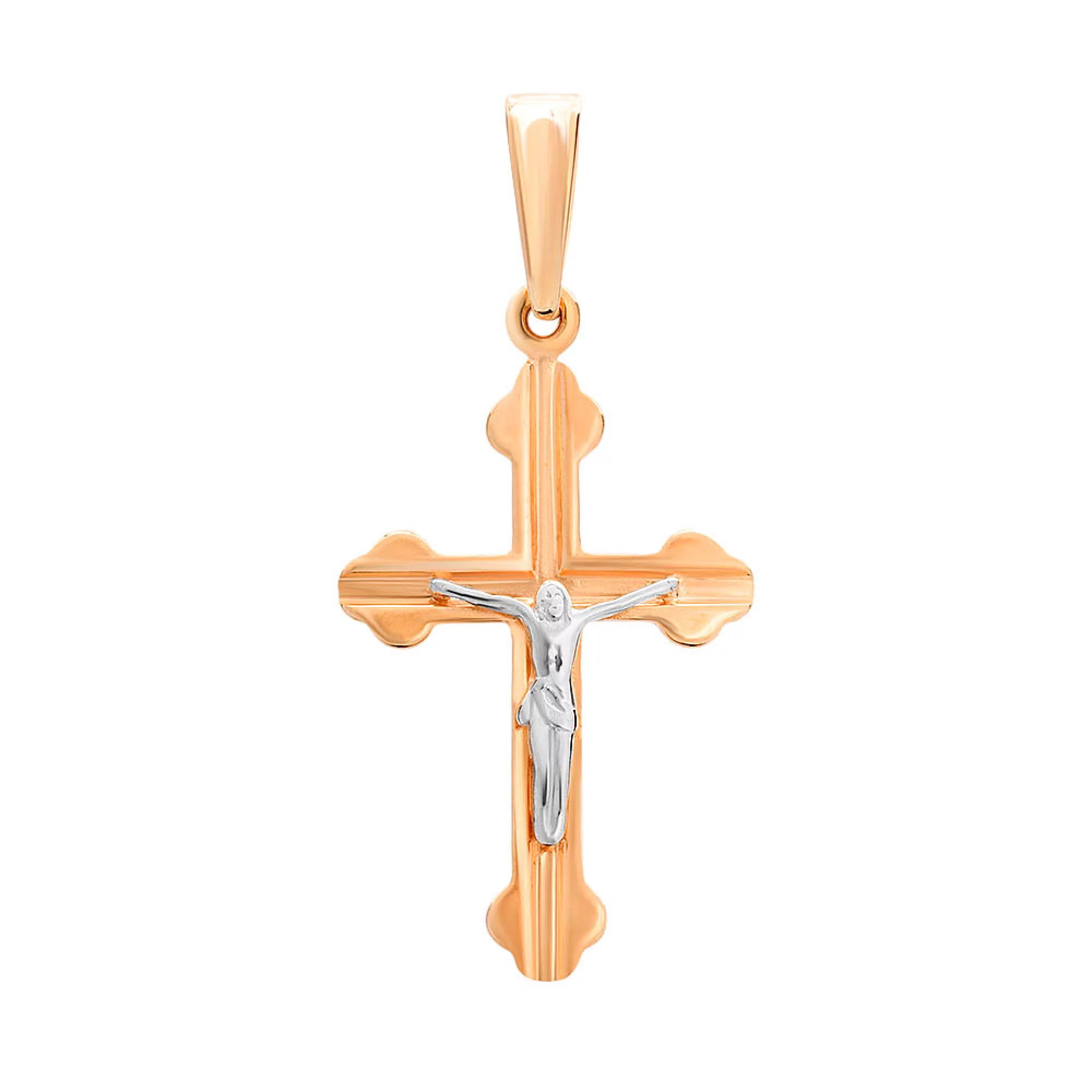 Хрестик з комбінованого золота - 966078 – зображення 1