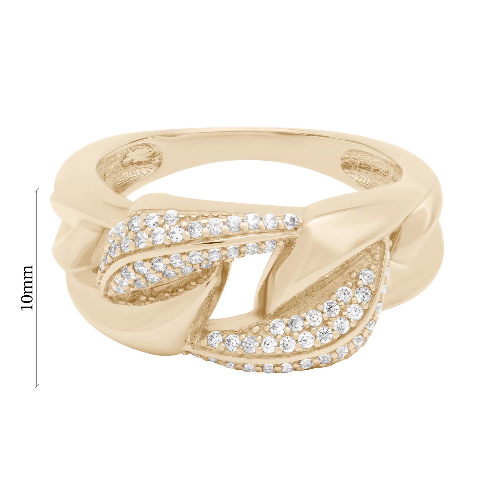 Широкое кольцо "Звенья" с фианитами из красного золота - 1658243 – изображение 6