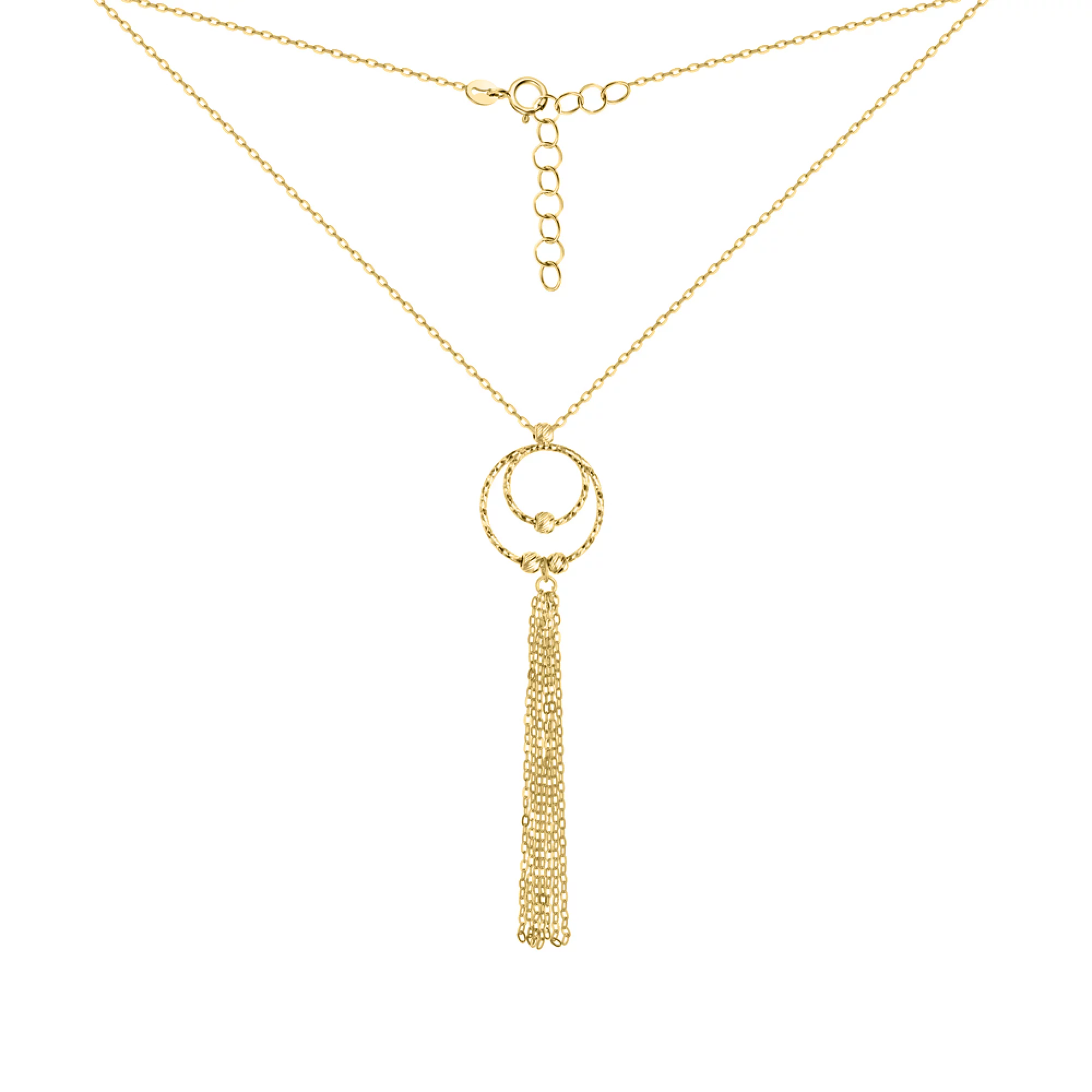 Колье-галстук в золоте с подвесными цепочками плетение якорное  - 1592897 – изображение 1
