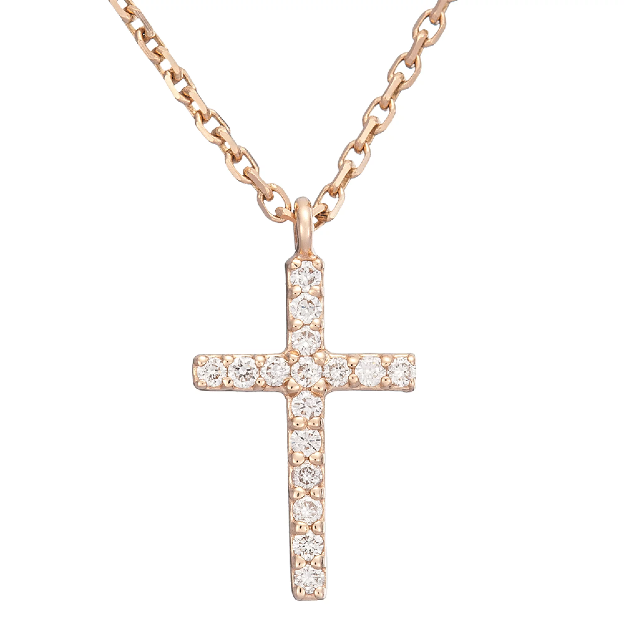 Золотий ланцюжок із хрестиком з діамантами якірне плетіння - 457736 – зображення 1