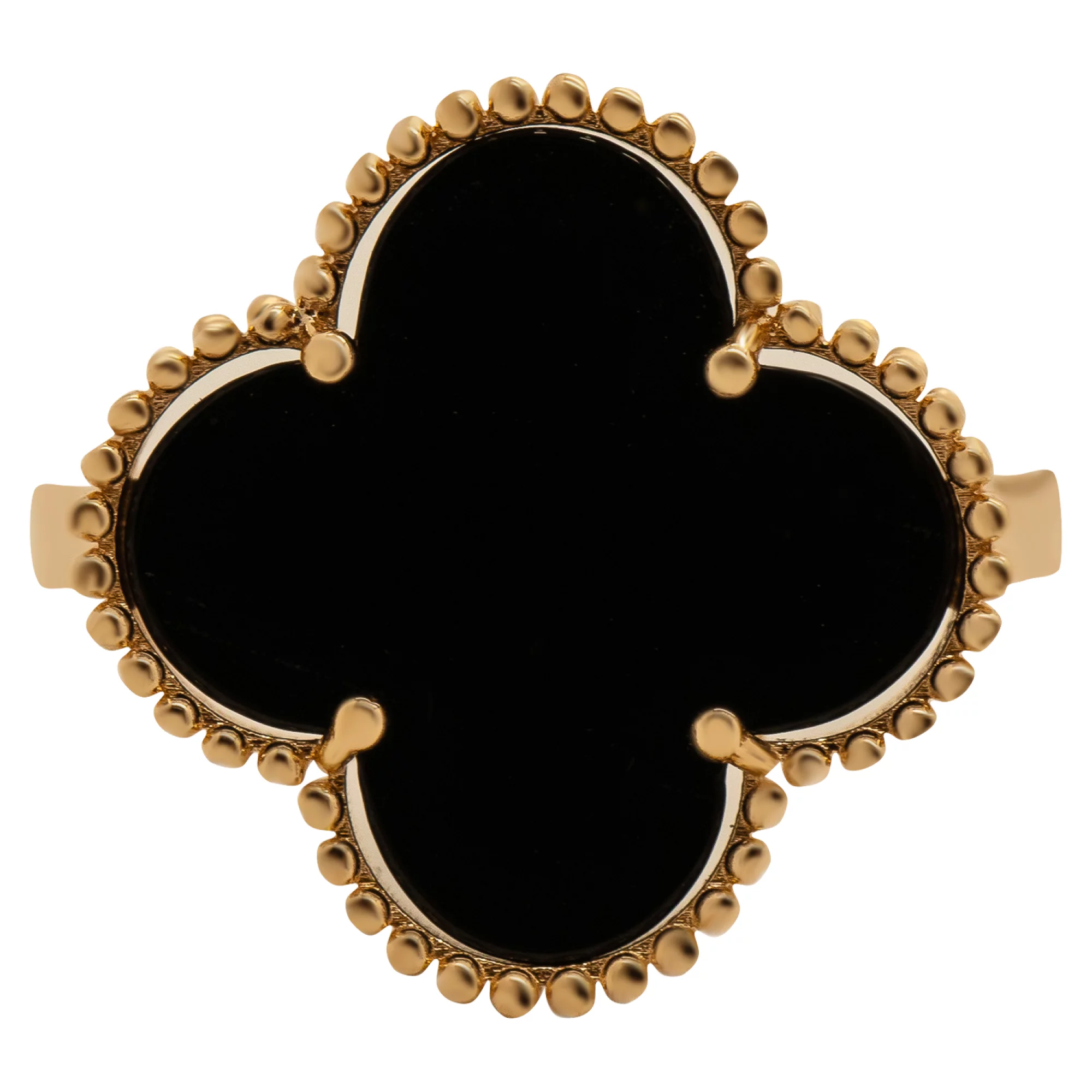 Кольцо из красного золота с ониксом "Клевер" - 938208 – изображение 2