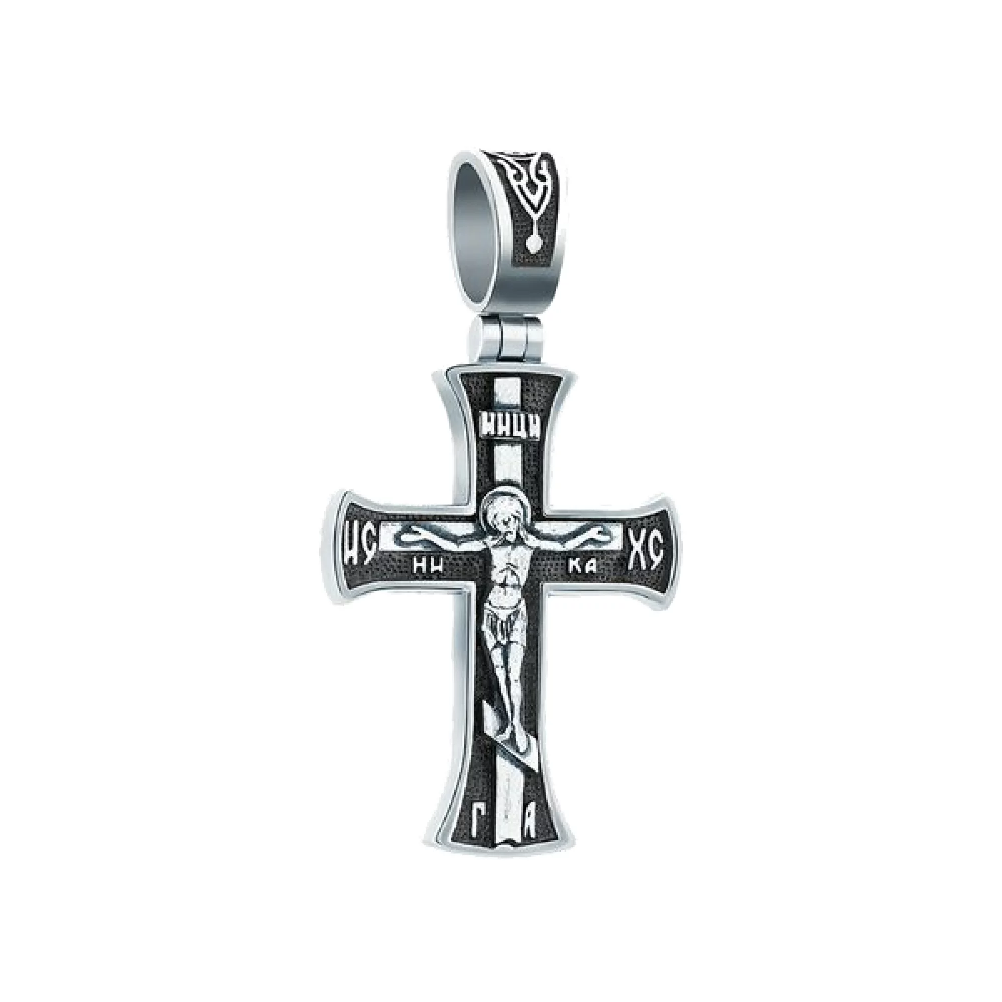 Хрестик срібний з чорнінням - 443557 – зображення 1
