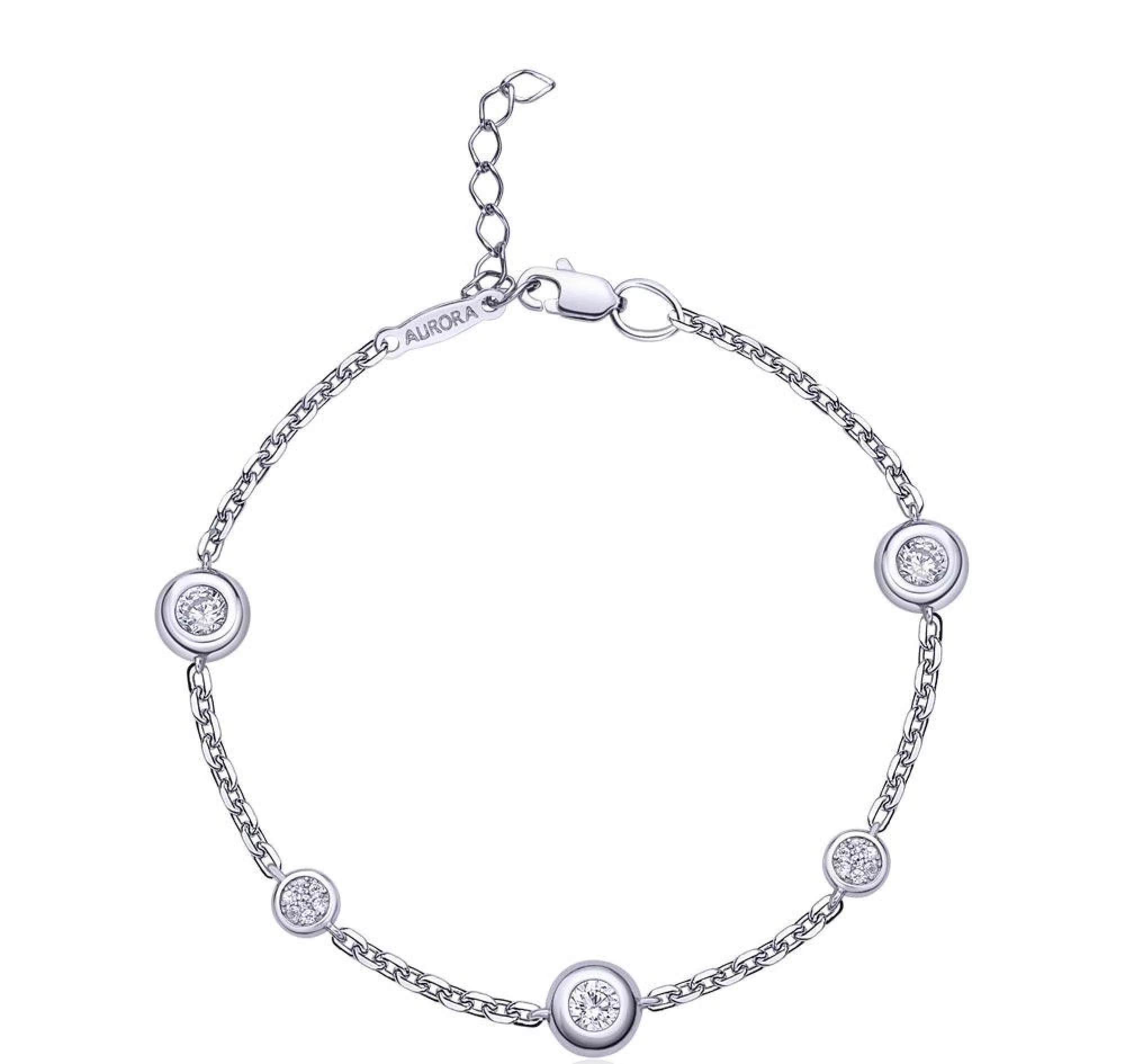 Срібний браслет з фіанітом у якірному плетінні - 457906 – зображення 1