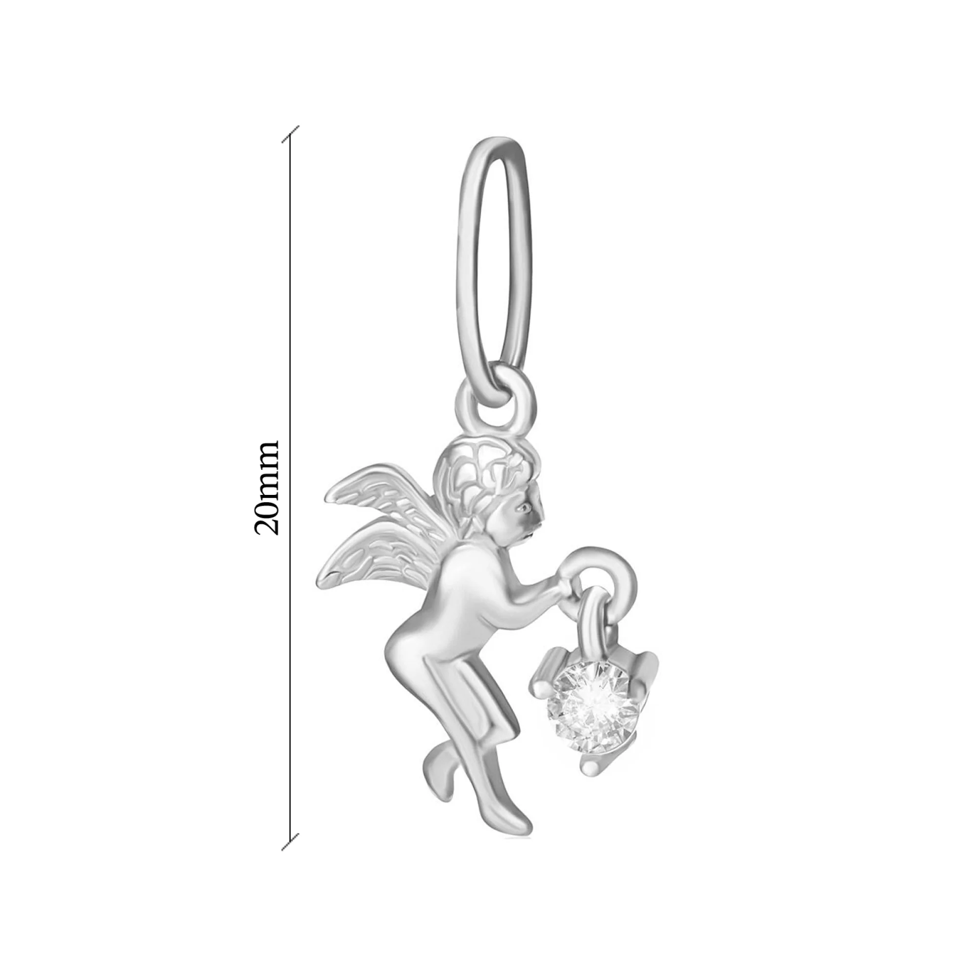 Серебряная подвеска "Ангел" с фианитом - 421438 – изображение 2