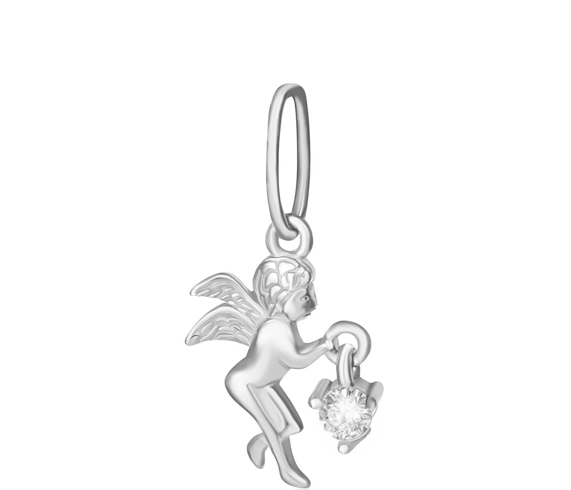 Серебряная подвеска "Ангел" с фианитом - 421438 – изображение 1