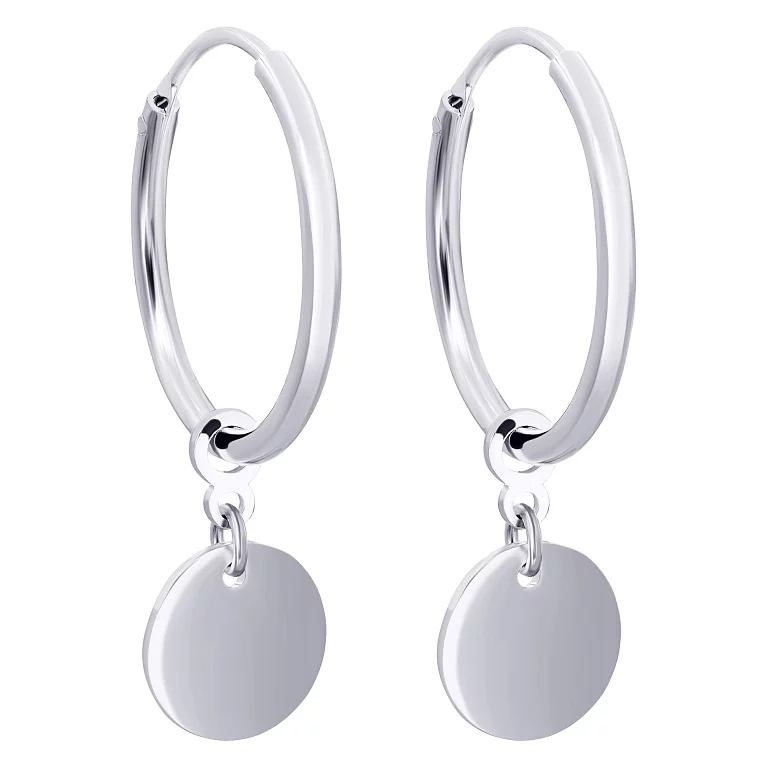 Сережки-кільця срібні з підвісками "Монетки". Артикул 7502/2073819: ціна, відгуки, фото – купити в інтернет-магазині AURUM