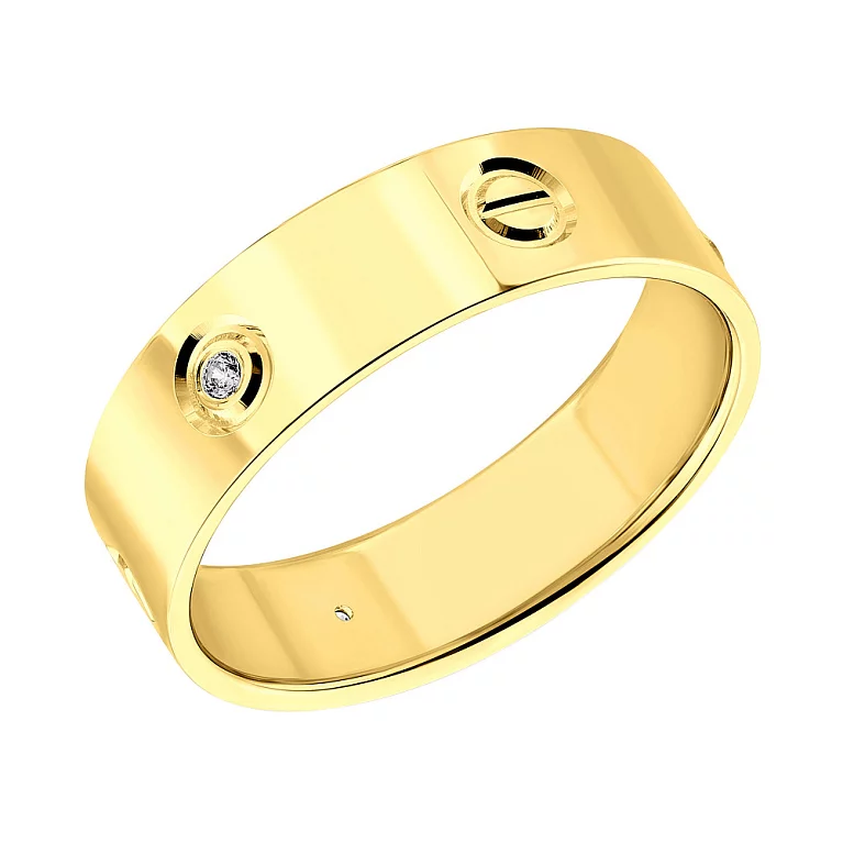 Кольцо Love из лимонного золота с фианитом. Артикул 155320ж: цена, отзывы, фото – купить в интернет-магазине AURUM