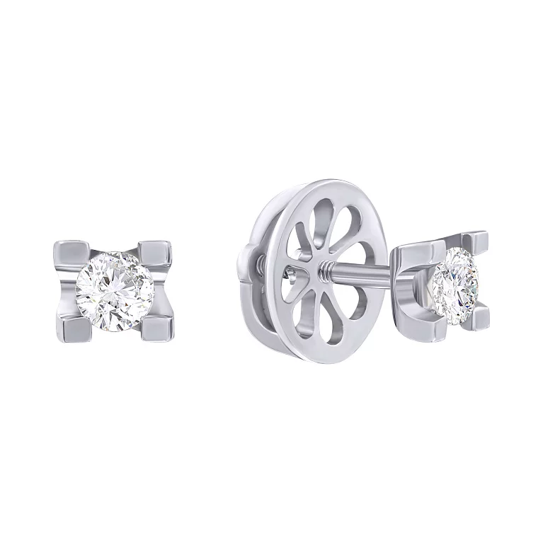 Сережки-гвоздики з білого золота з діамантами. Артикул С2535б: ціна, відгуки, фото – купити в інтернет-магазині AURUM