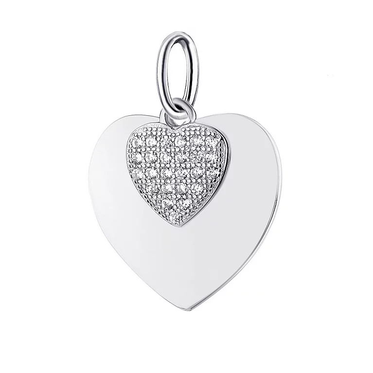 Підвіс срібний з фіанітами "Сердечки". Артикул 7503/П2Ф/1045: ціна, відгуки, фото – купити в інтернет-магазині AURUM