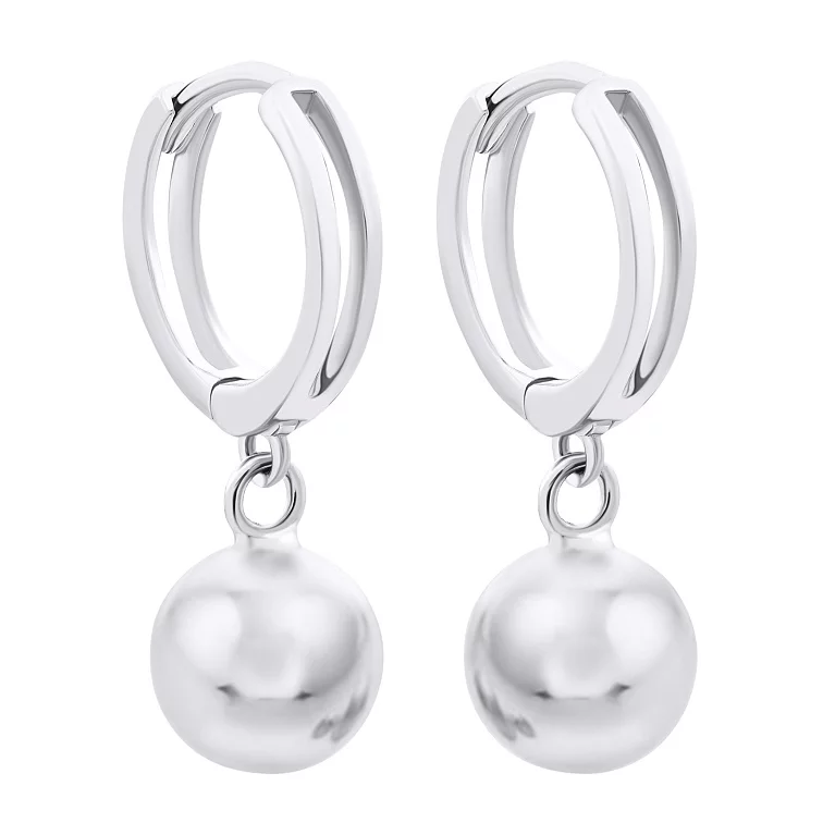 Срібні сережки-кільця з підвісками з кульок. Артикул 7502/С2/1187: ціна, відгуки, фото – купити в інтернет-магазині AURUM
