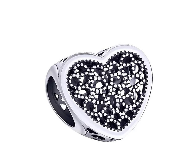 Срібний шарм з чорнінням "Серце". Артикул 7903/74485*: ціна, відгуки, фото – купити в інтернет-магазині AURUM