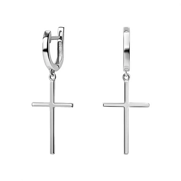 Срібні сережки з підвісками "Хрестики". Артикул 7502/20627: ціна, відгуки, фото – купити в інтернет-магазині AURUM