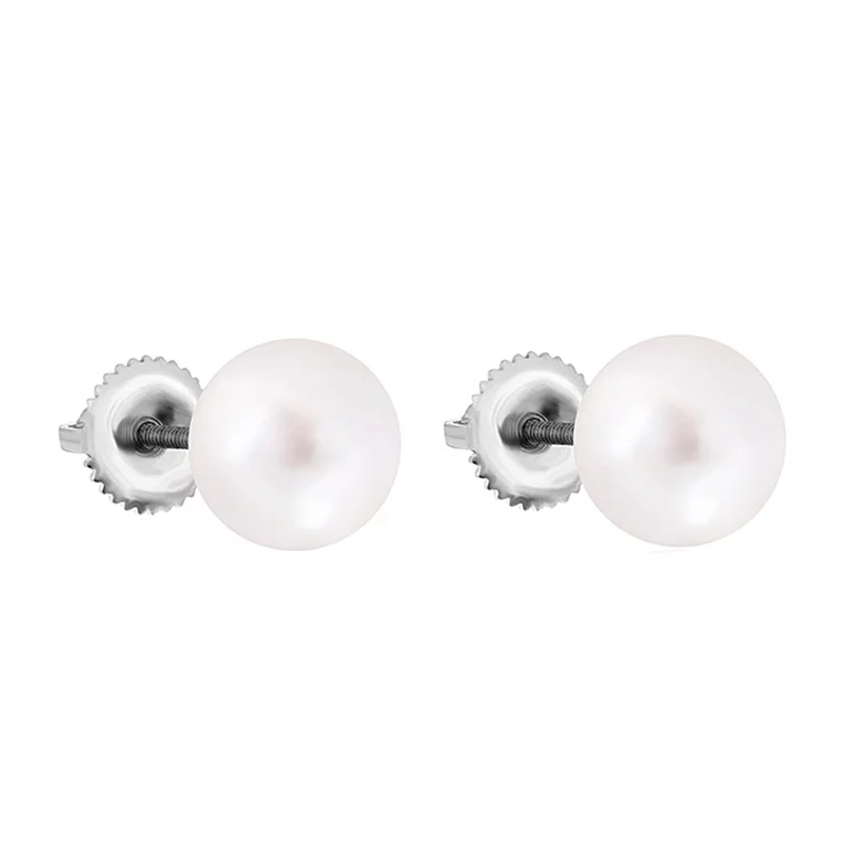 Срібні сережки-гвоздики з перлами. Артикул 7518/С2Ж/835/159: ціна, відгуки, фото – купити в інтернет-магазині AURUM