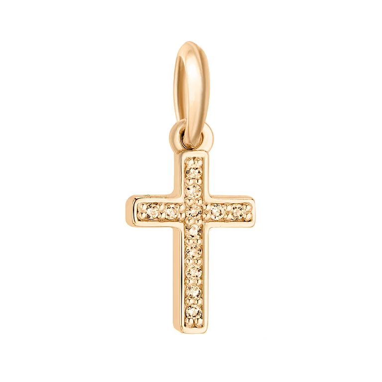 Хрестик золотий з доріжкою діамантів. Артикул 3102088201: ціна, відгуки, фото – купити в інтернет-магазині AURUM
