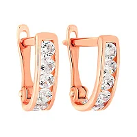 Сережки-дорожки из красного золота с фианитом - 960680 Сережки-дорожки из красного золота с фианитом - 960680
